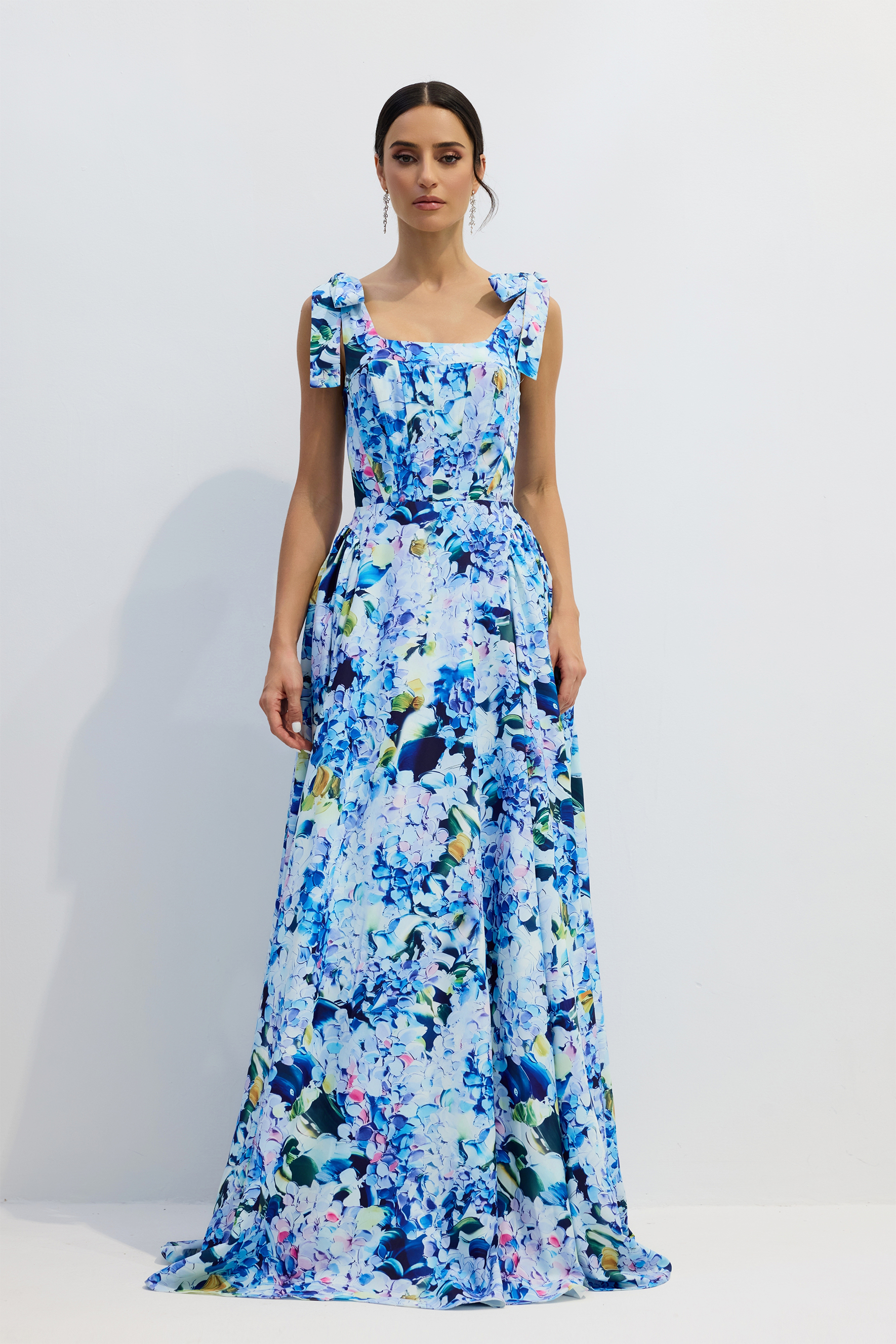Kacey Hydrangea Printed Strap Maxi Dress