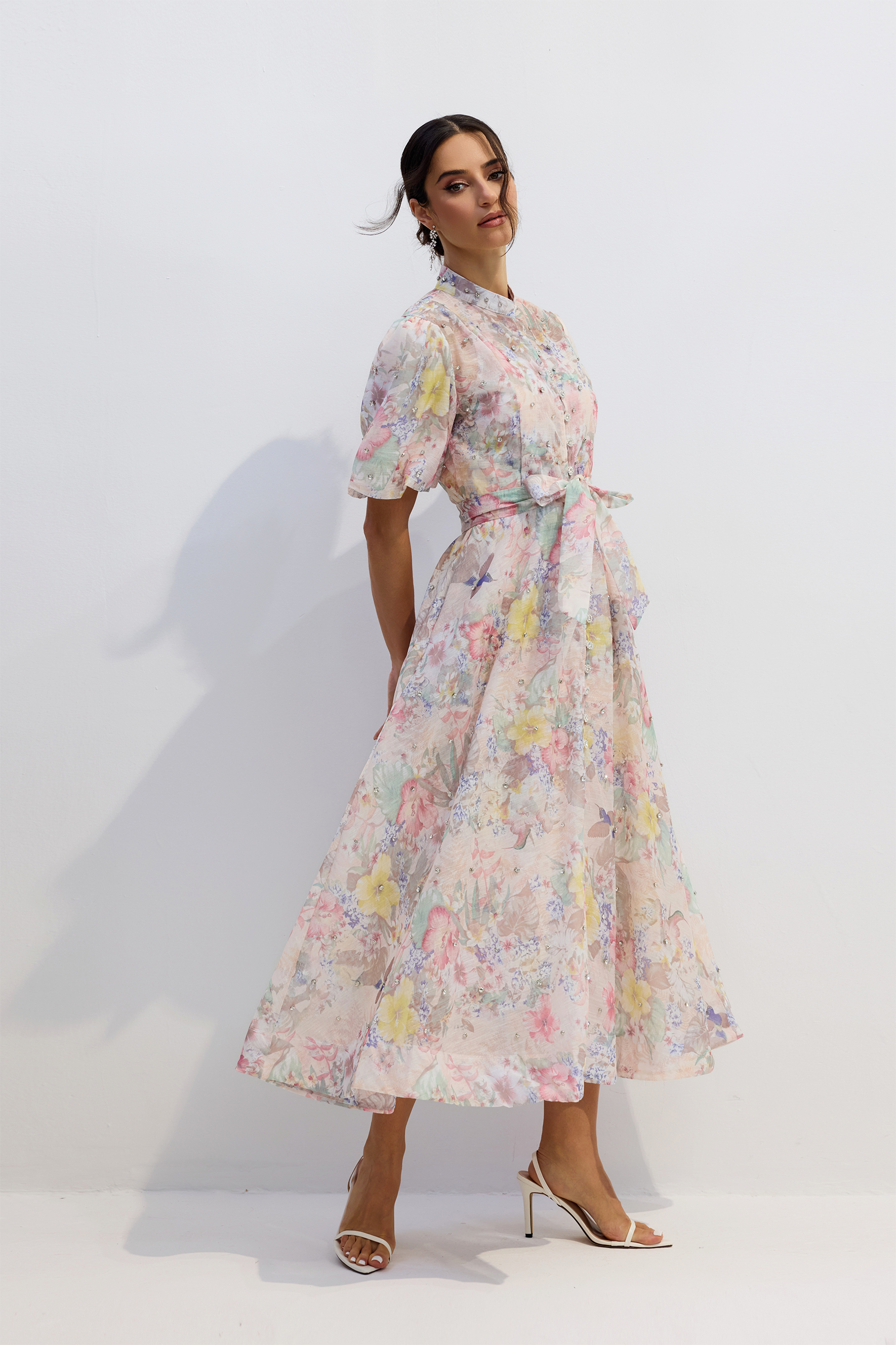 Anne Floral Print Puff Sleeve Maxi Dress