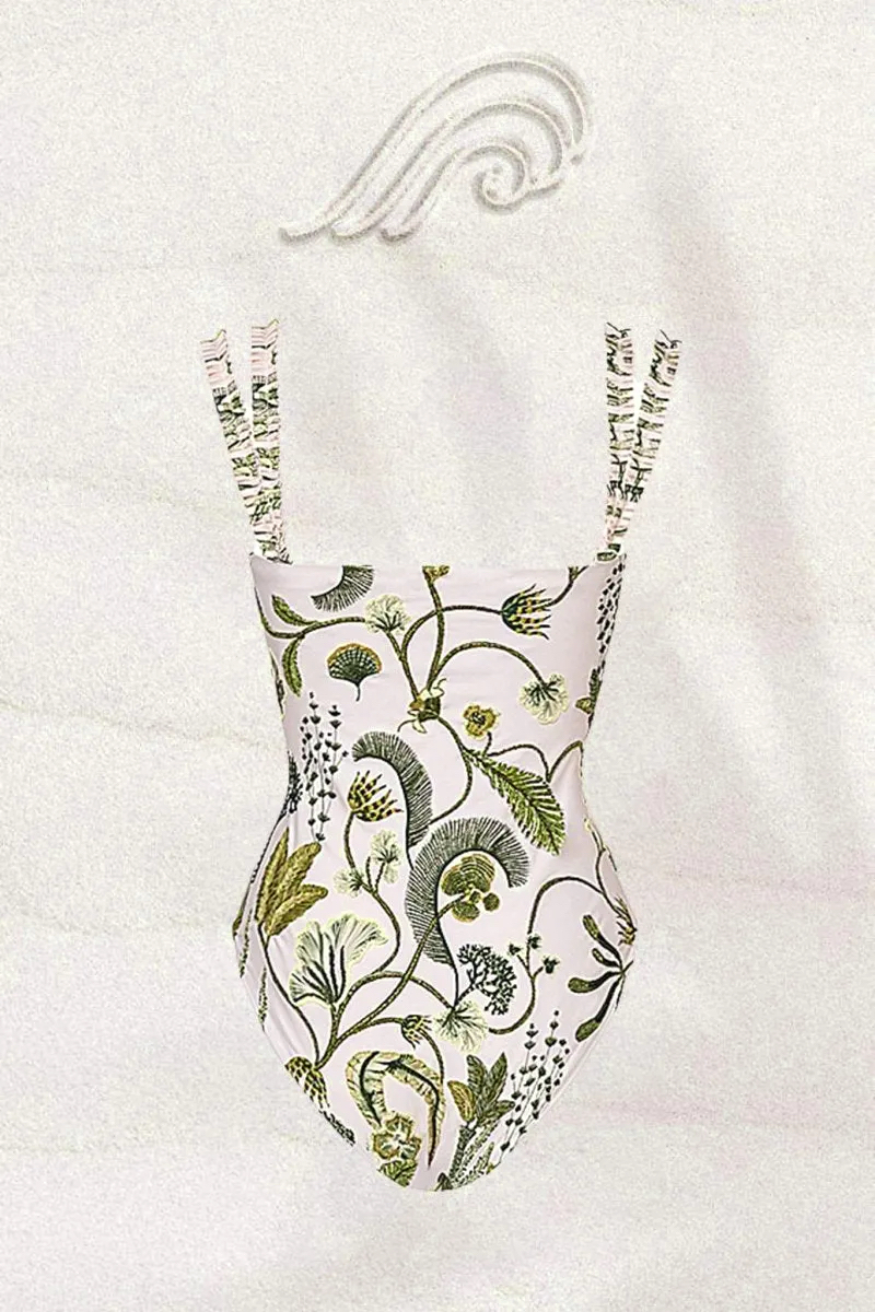 Amelia Plant Printed Two-pieces Swim Set