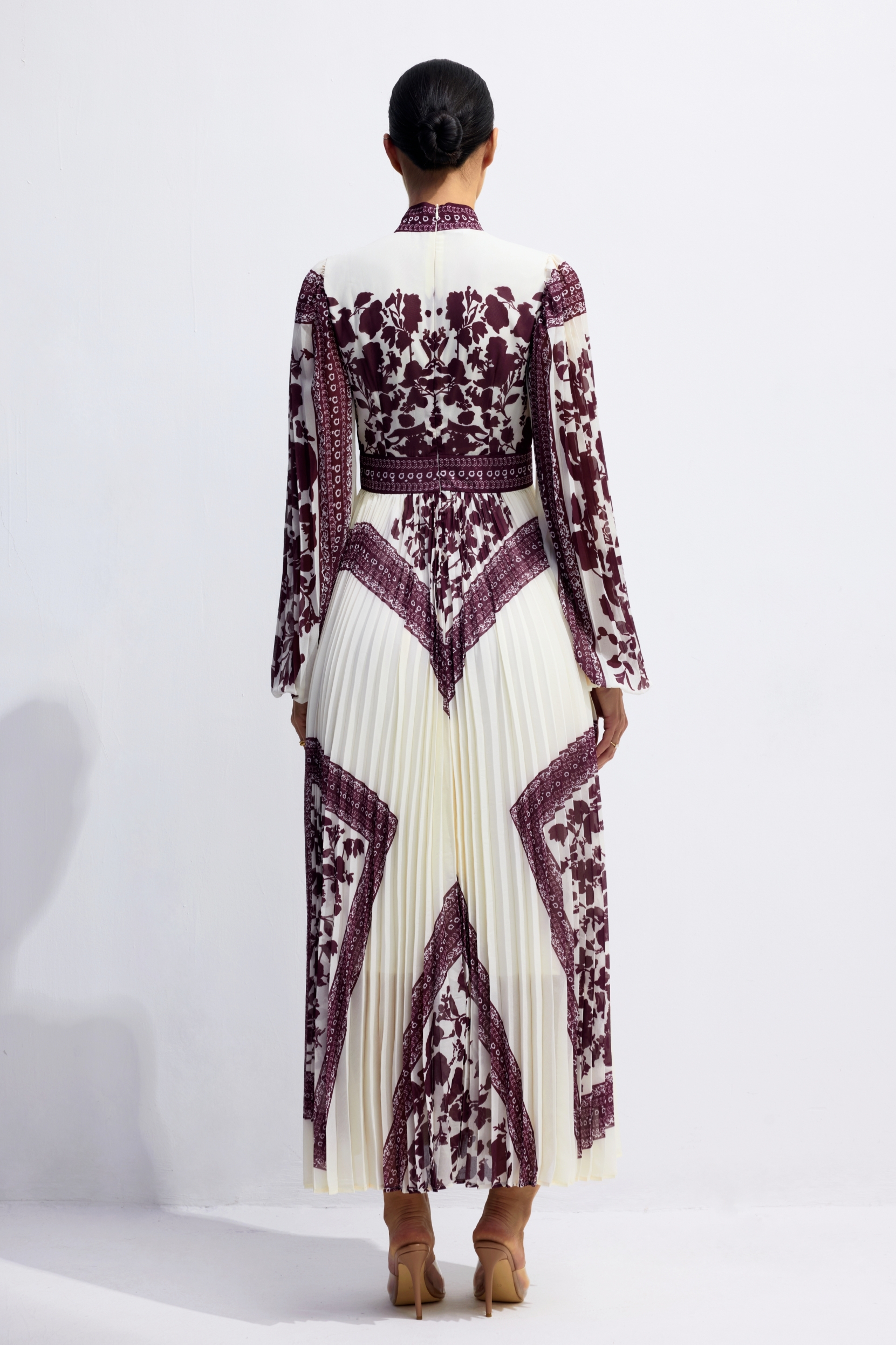 Melvina Floral Print Pleated Maxi Dress