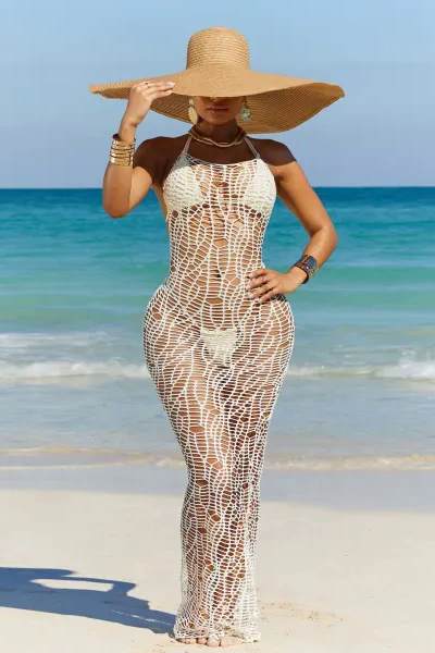 Norma Crochet Cover-Up Three-piece Swim Set