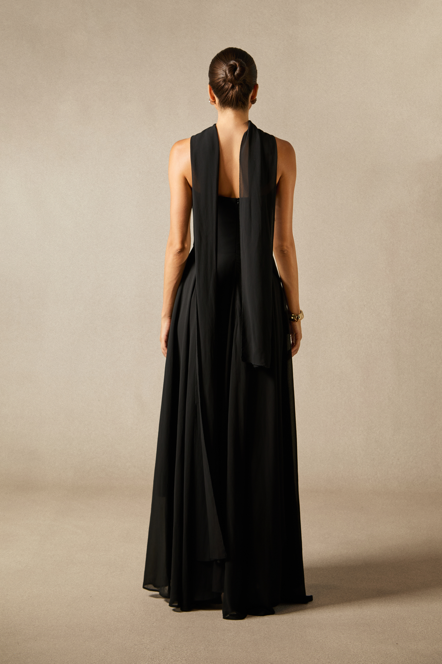 Sarah Strapless Floral Detail Maxi Dress with Scarf