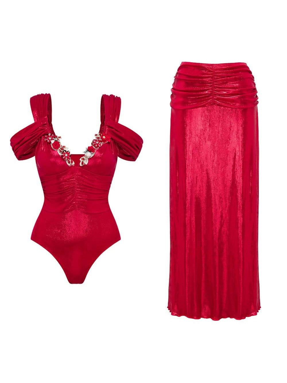Rita V-neck Crystal Embellished Two-pieces Swim Set