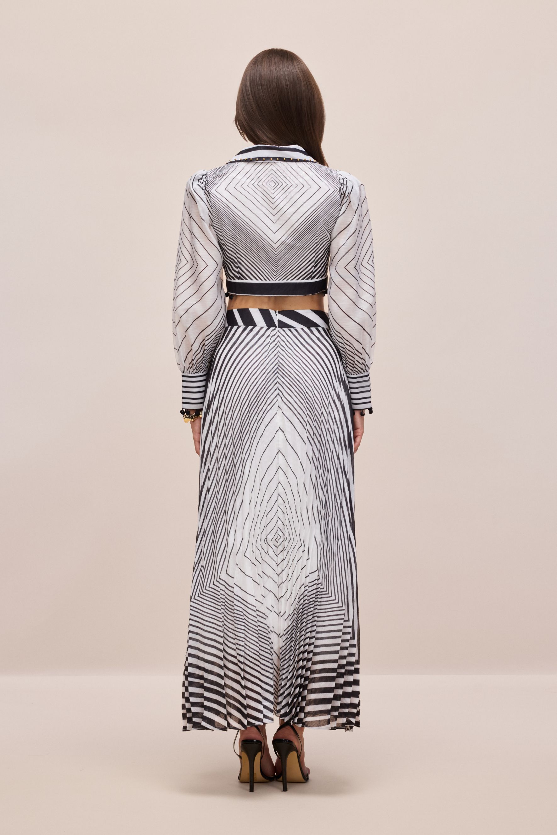 Tina Geometric Print V-neck Crop Top & Maxi Skirt Set