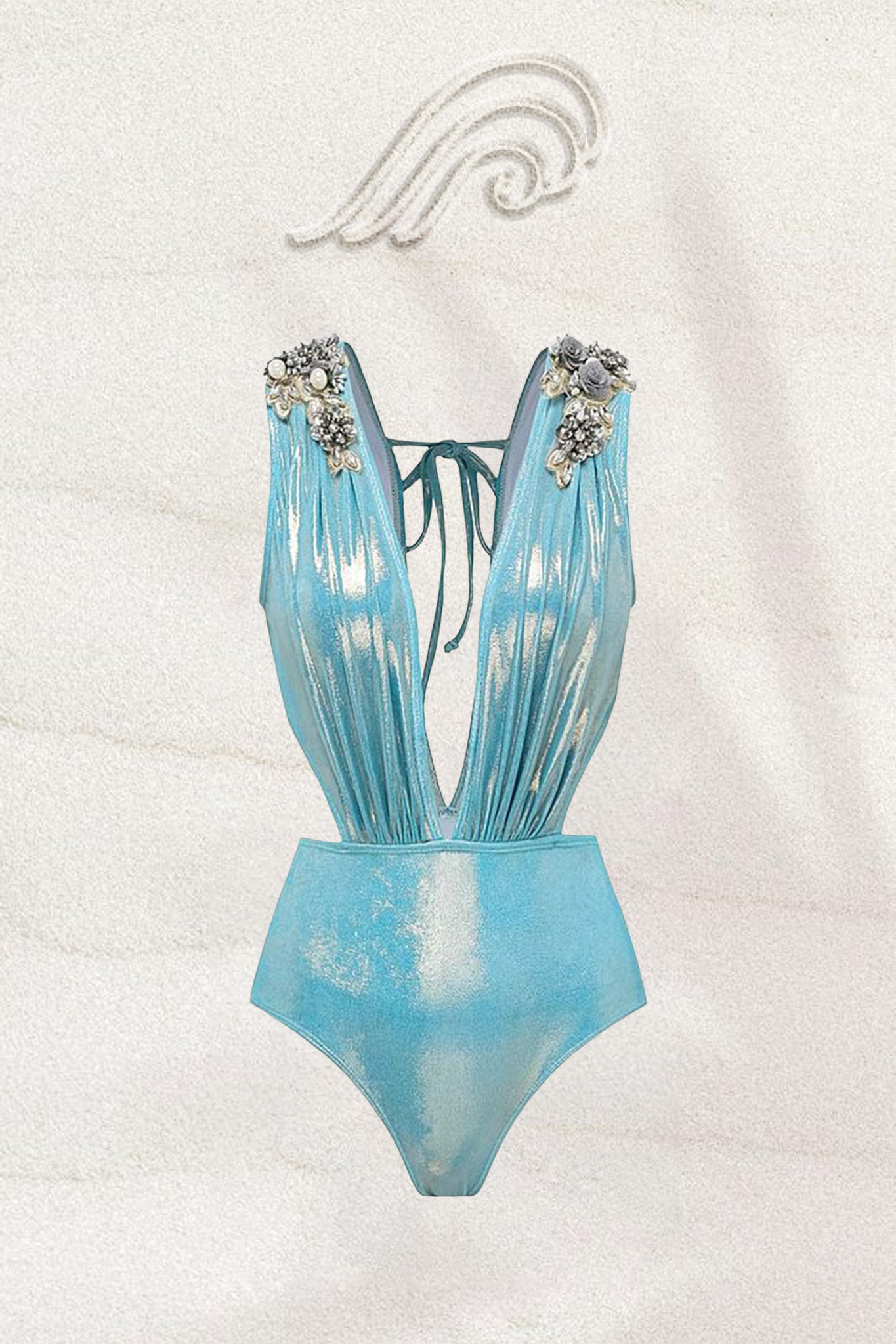 Nina Flower Applique V-neck Two-pieces Swim Set