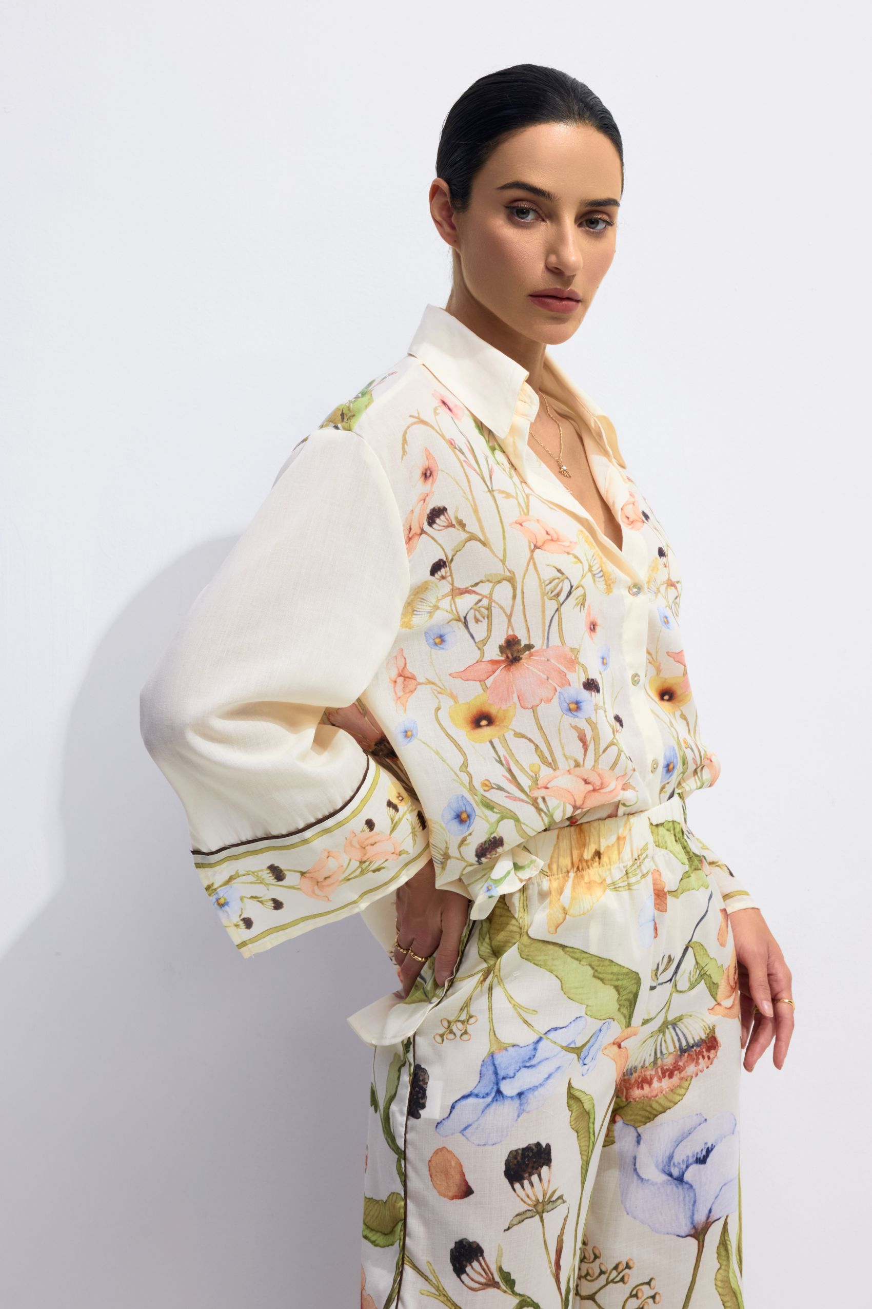 Karen Floral Print Long Sleeve Shirt & Pants Set