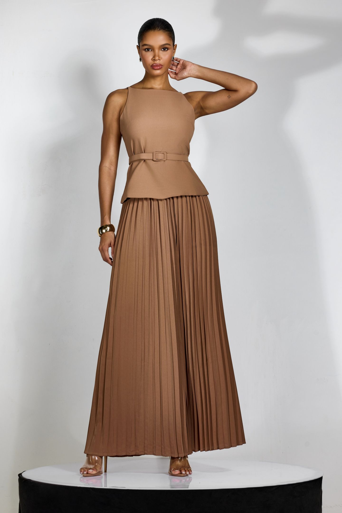 Paula Sleeveless Top & Pleated Wide Leg Pants Set