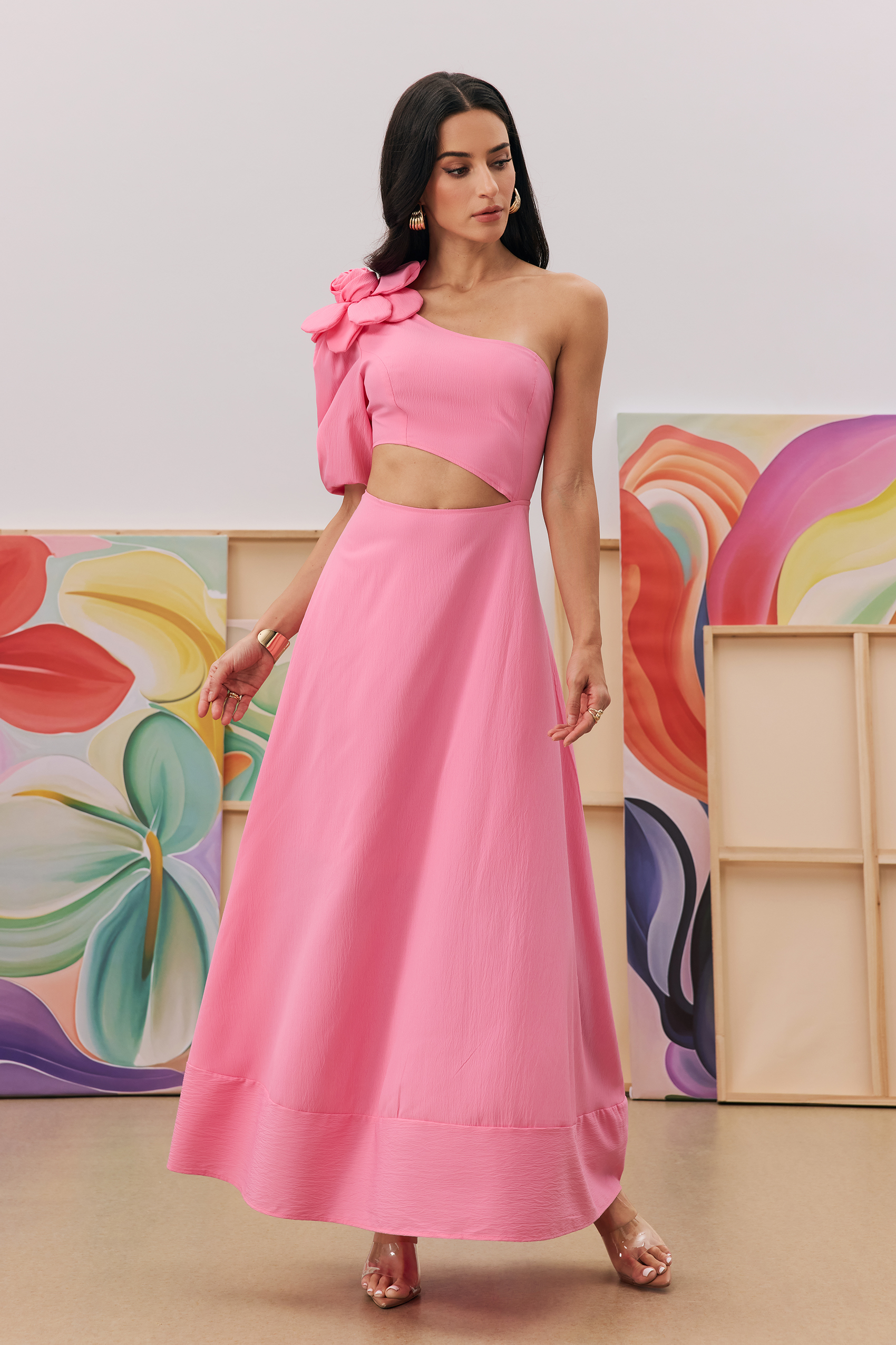 Lea Flower Cut-out Midi Dress