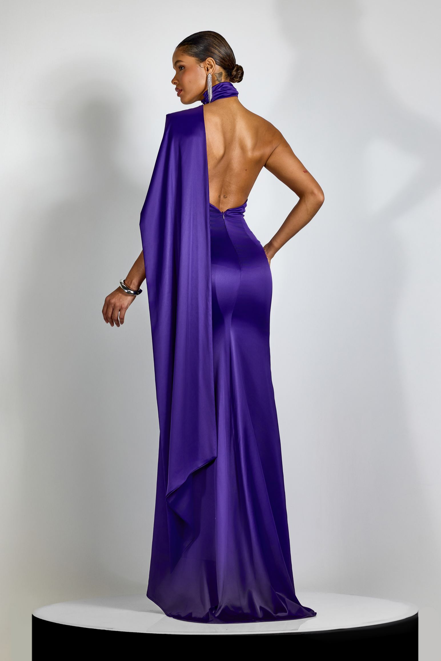 Verna Halter Floral Maxi Satin Dress