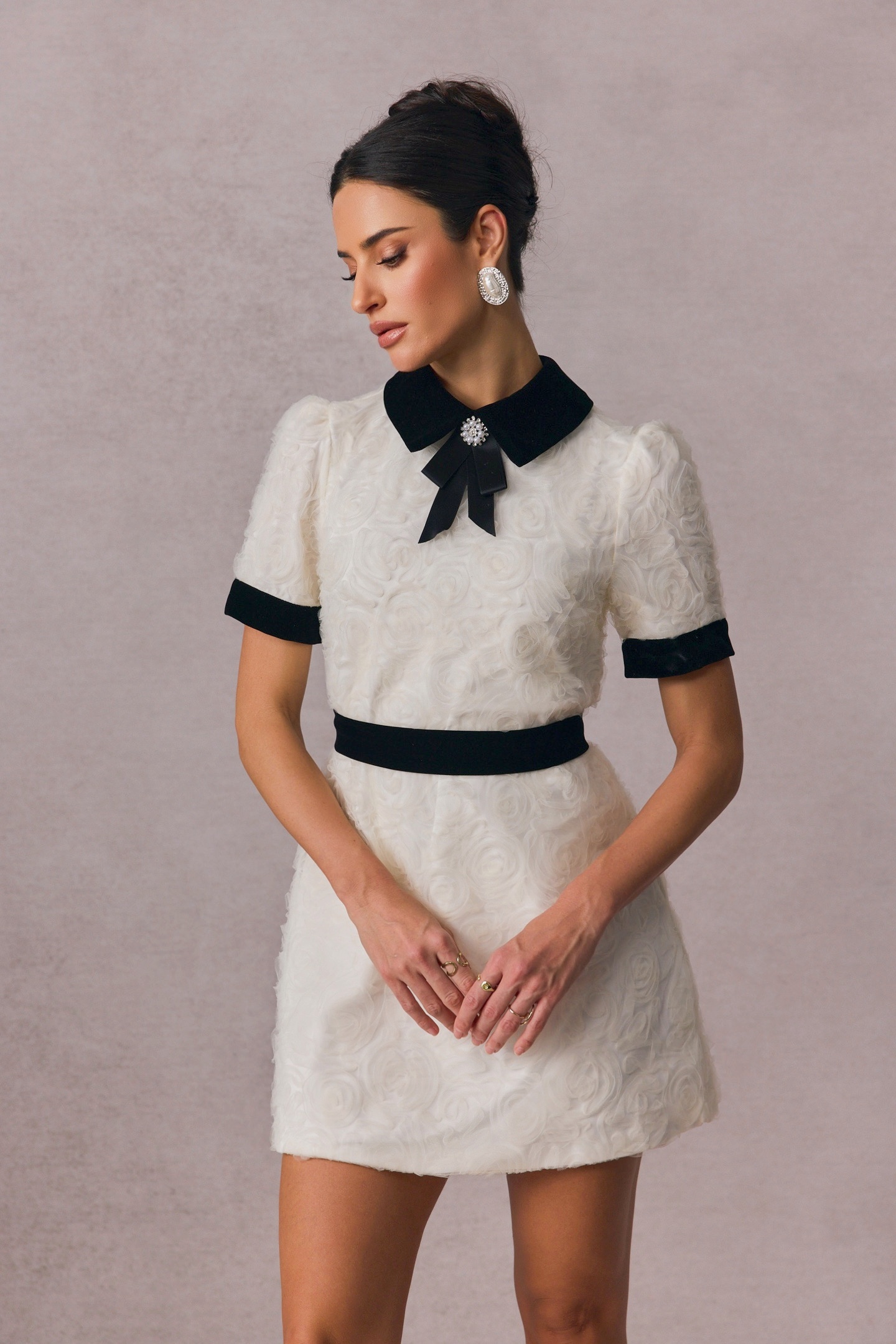 Belinda Rose Embellished Short Sleeve Mini Dress