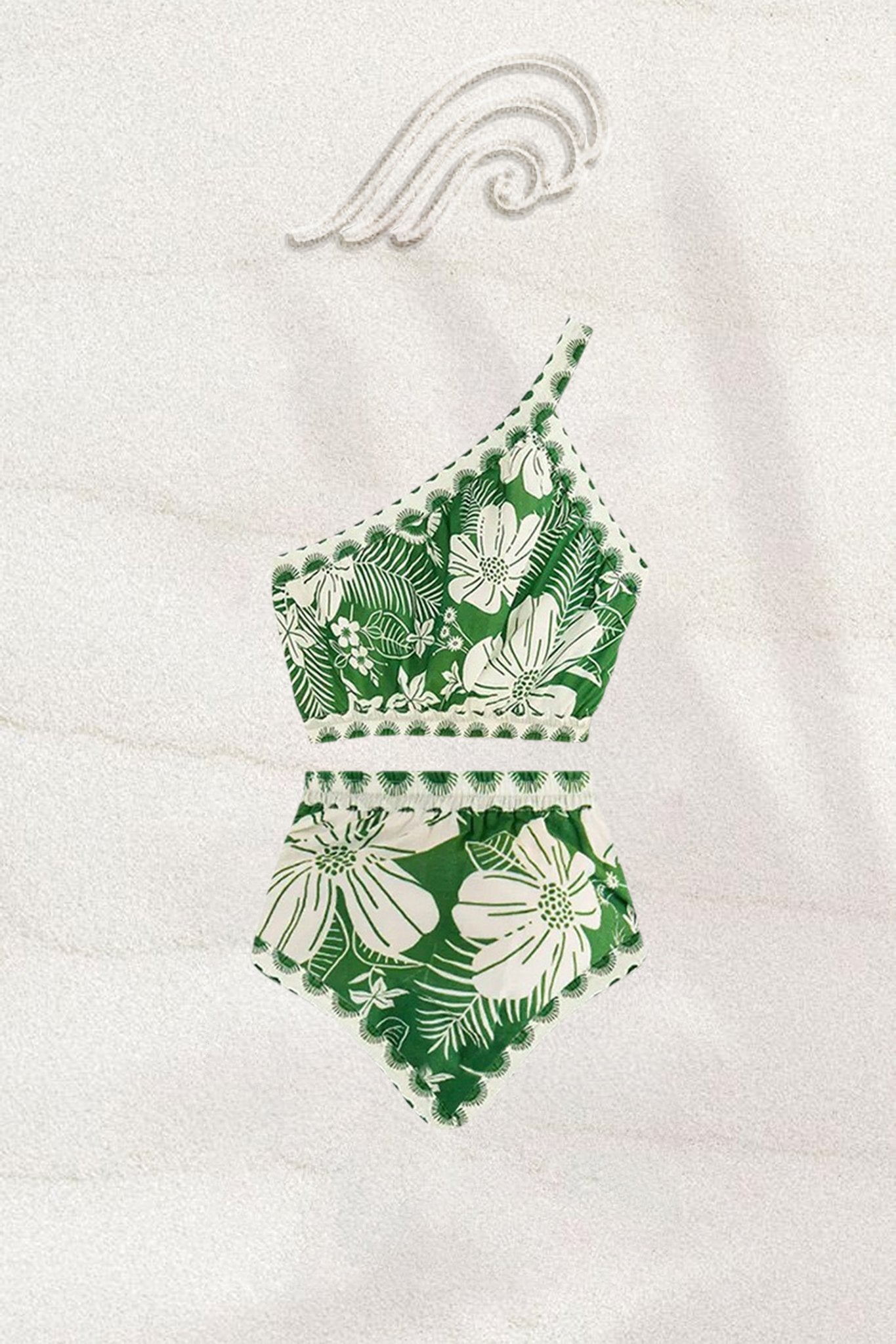 Jasmine One-shoulder Tropical Swim Set