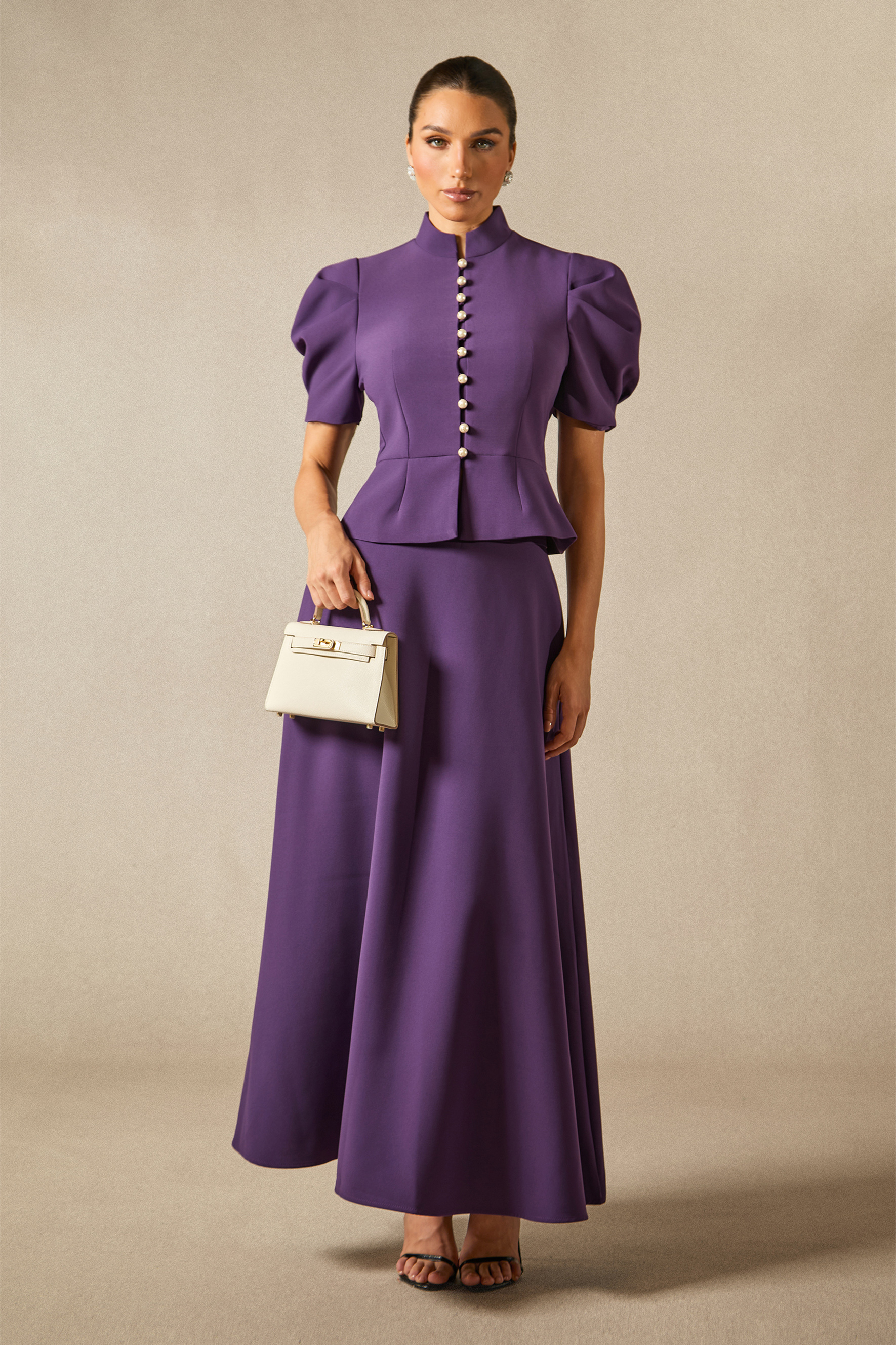 Rosie Mock Neck Puff Sleeve Top & Maxi Skirt Set