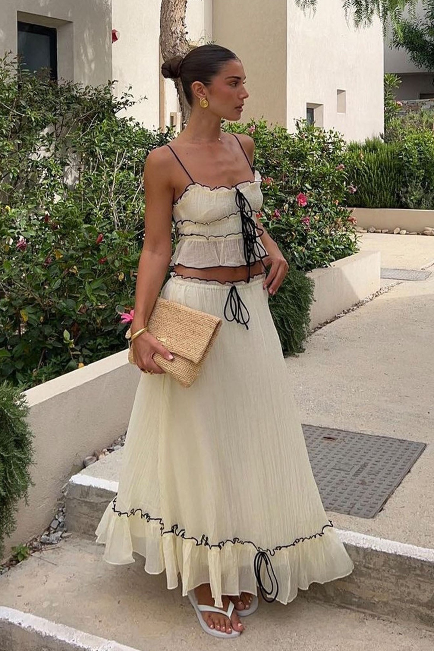 Cynthia Bow Detail Ruched Skirt Set