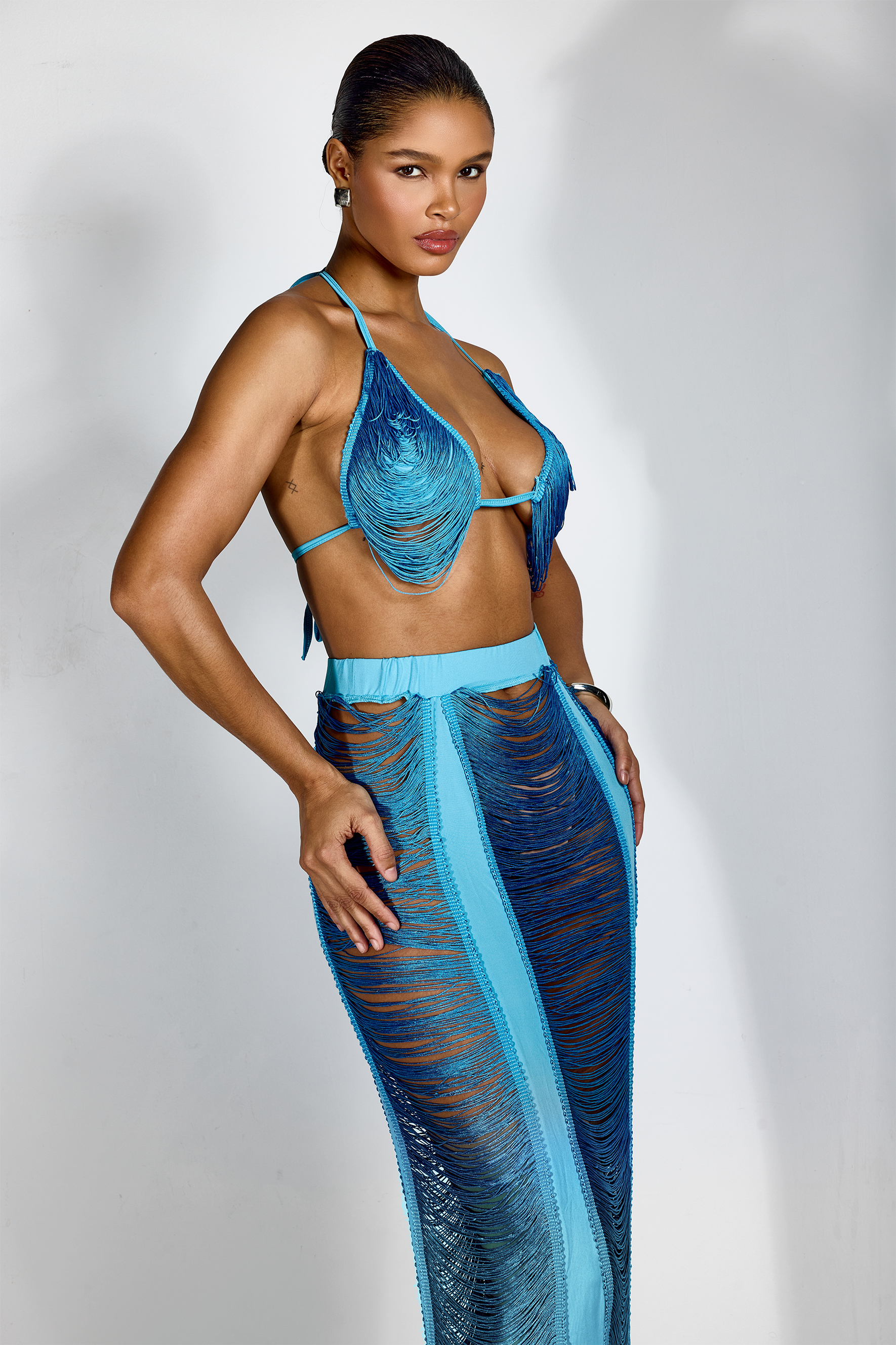 Melinda Fringe Halter Top & Maxi Skirt Set