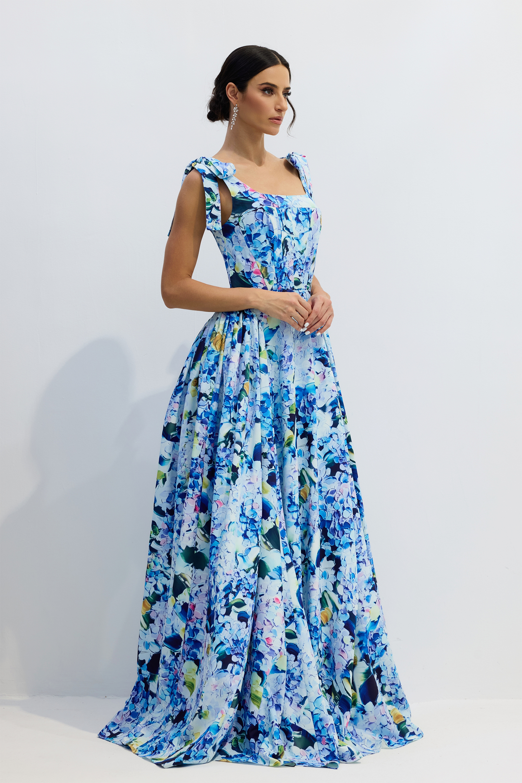 Kacey Hydrangea Printed Strap Maxi Dress