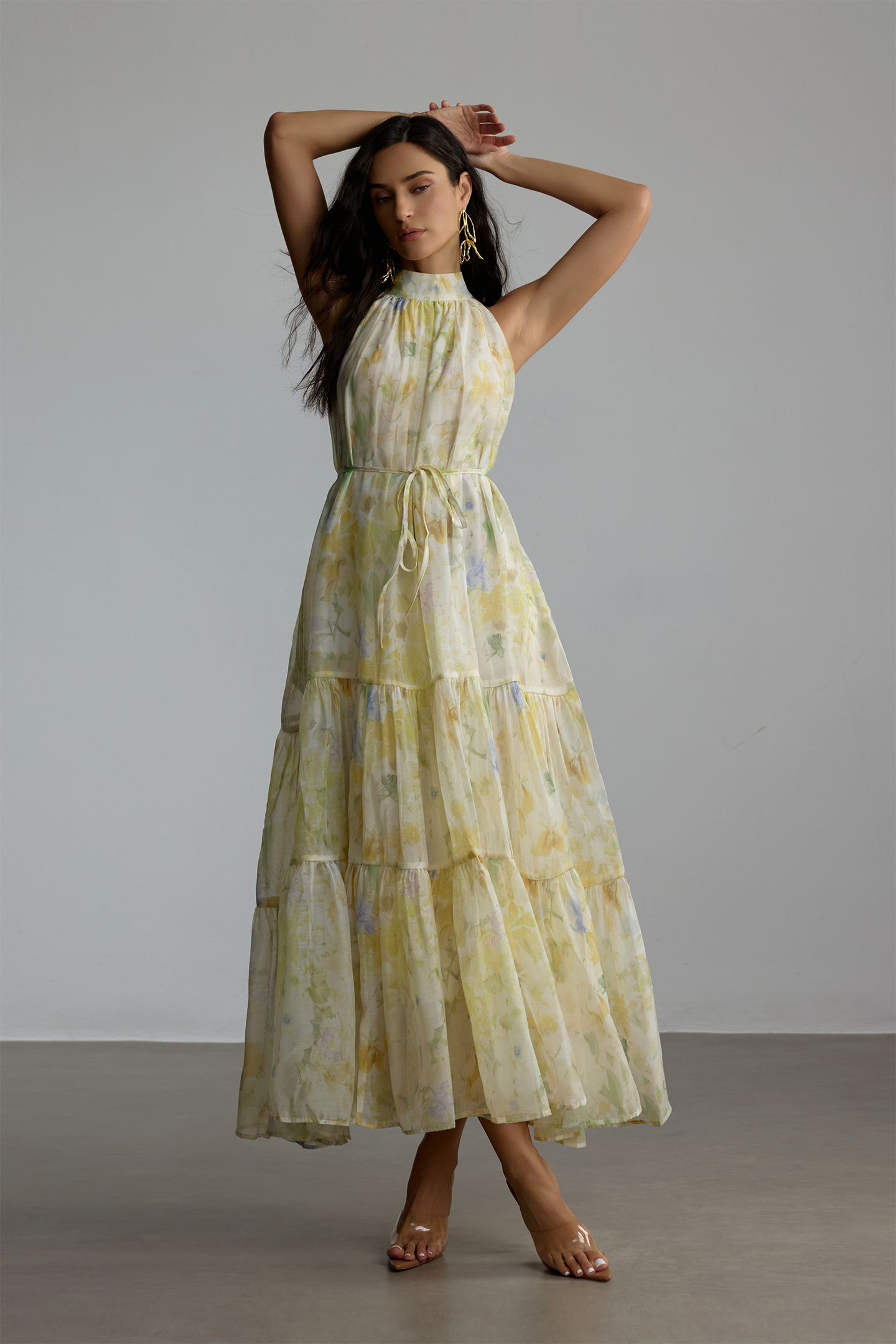 Fiona Floral Print Sleeveless Maxi Dress