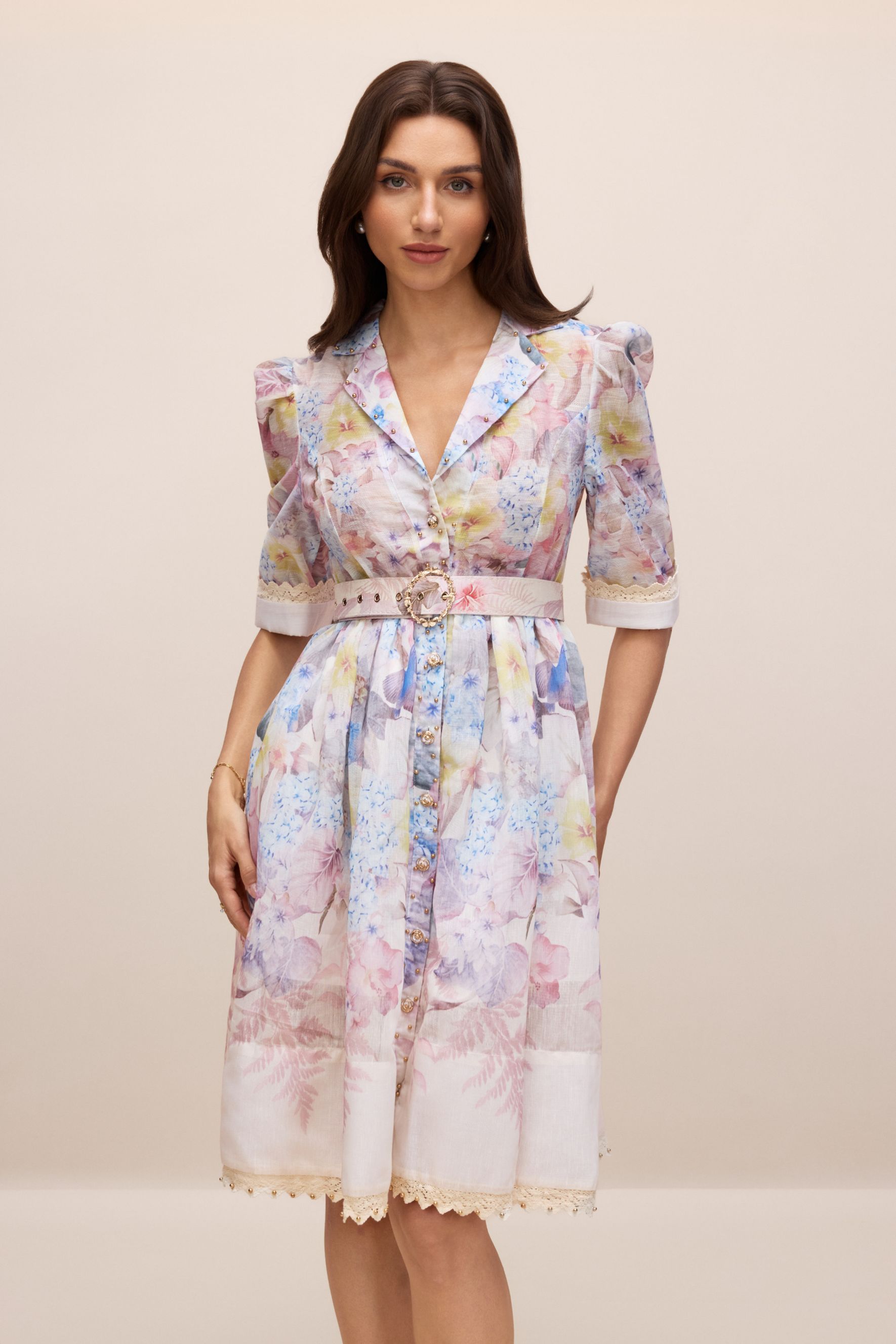 Peggy Floral Print Short Sleeve Mini Dress