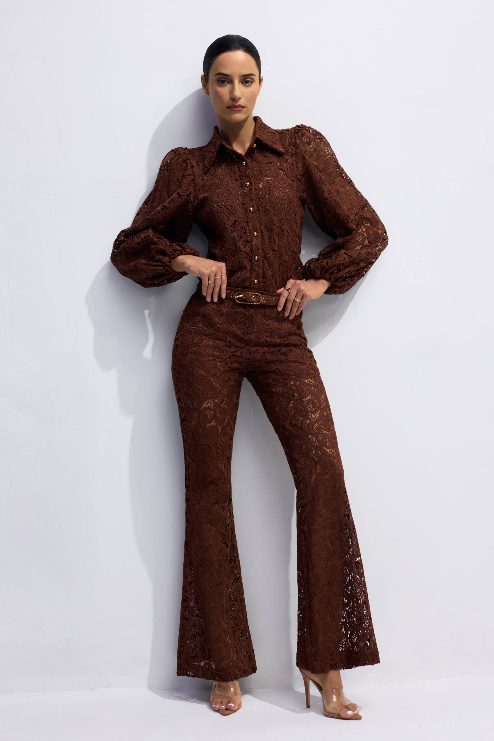 Penelope Lace Blouse & Flare Pants Set
