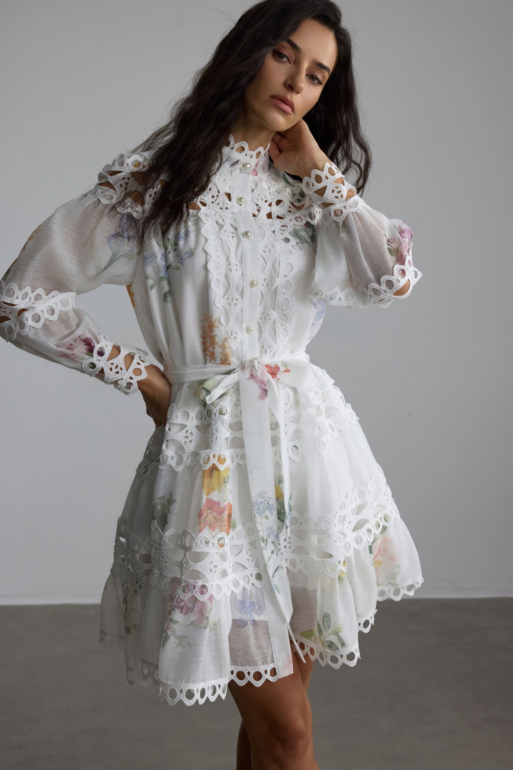 Alice Floral Print Lace Panelled Mini Dress