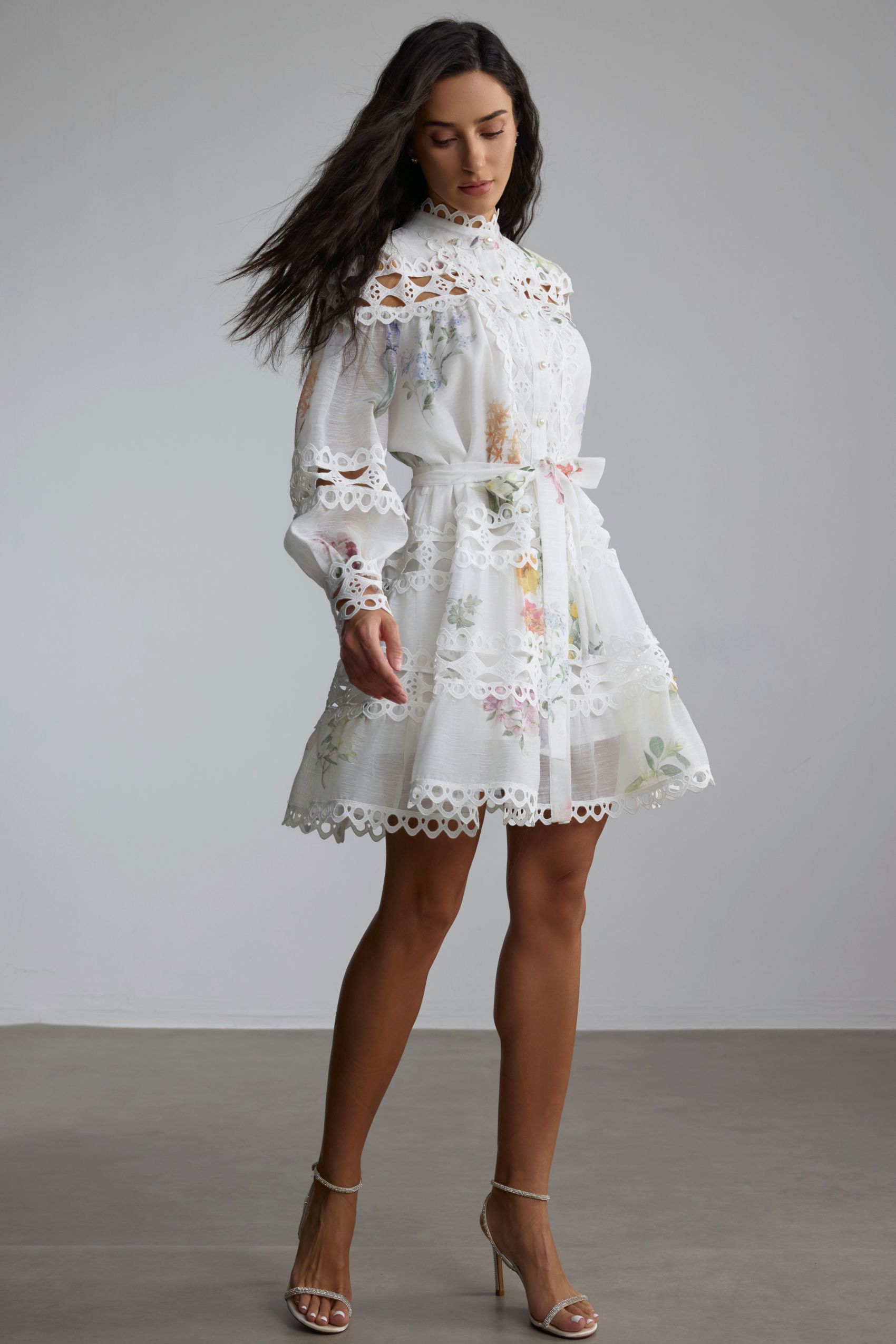 Alice Floral Print Lace Panelled Mini Dress
