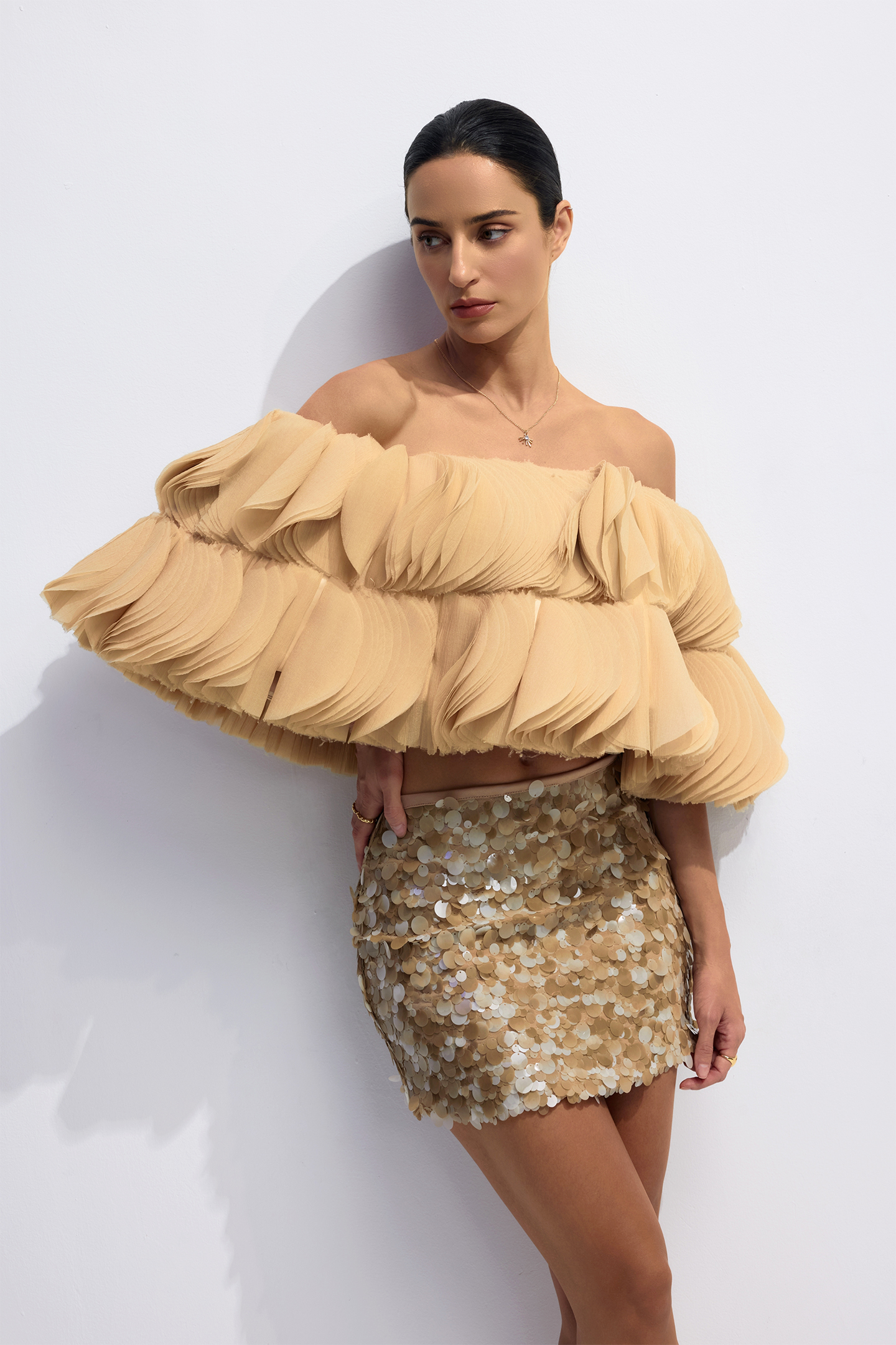 Lillian 3D Petal Off Shoulder Crop Top