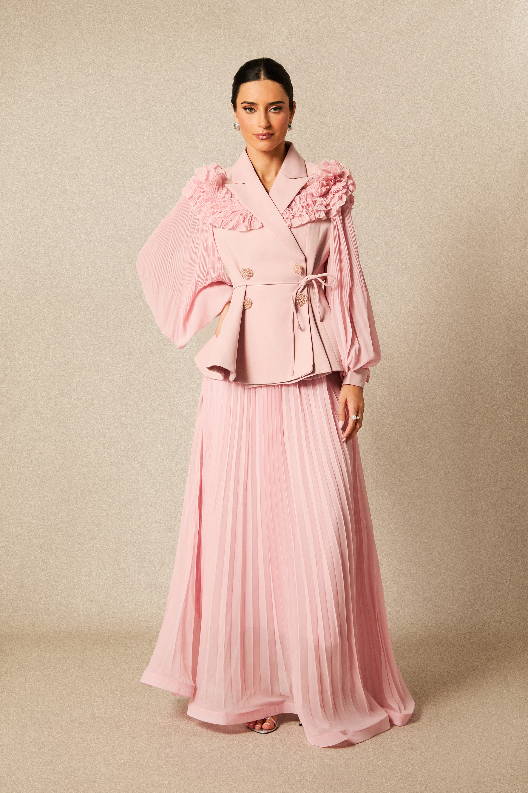 Julia Double Breasted Top & Pleated Skirt Set