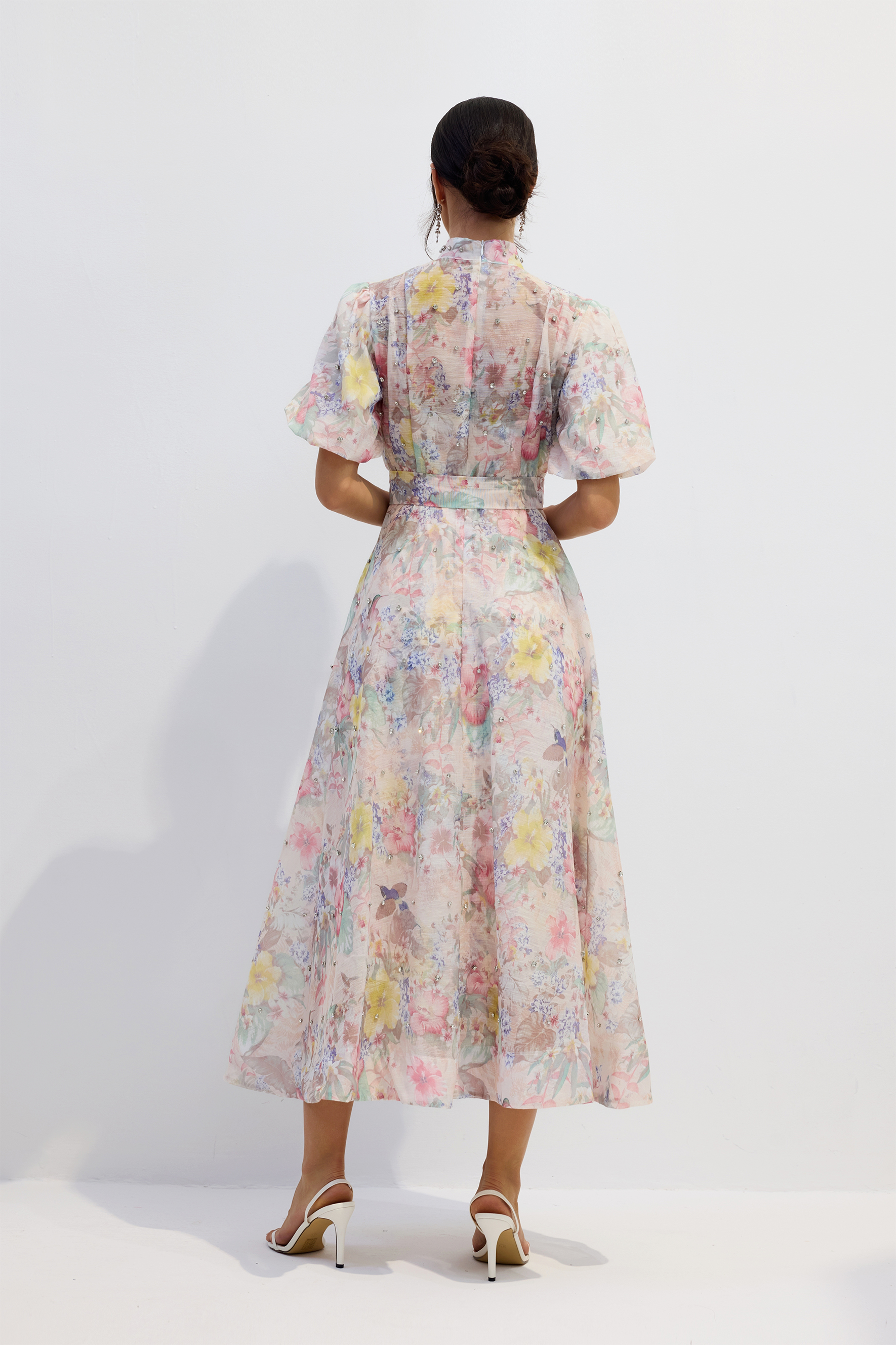 Anne Floral Print Puff Sleeve Maxi Dress