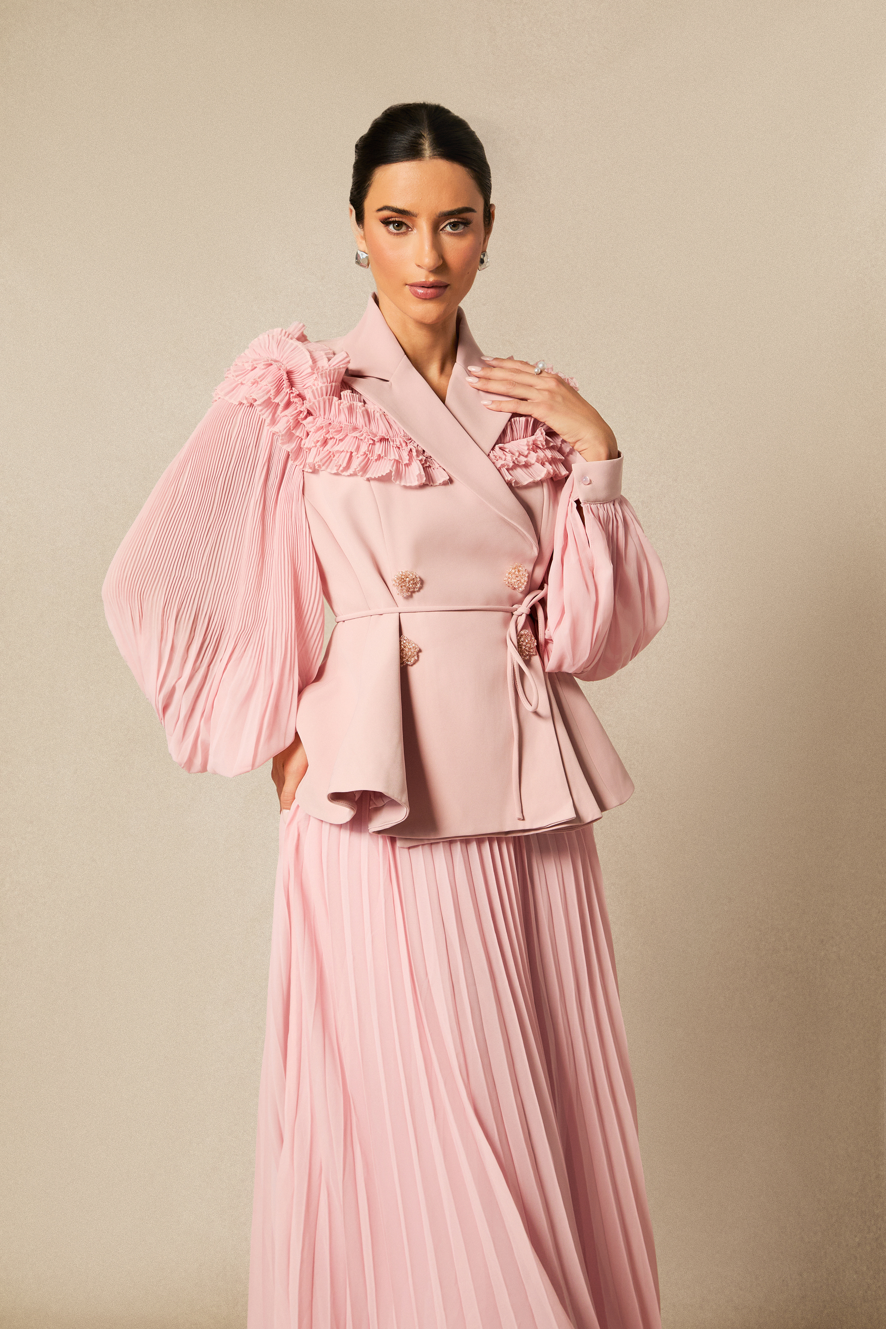 Julia Double Breasted Top & Pleated Skirt Set