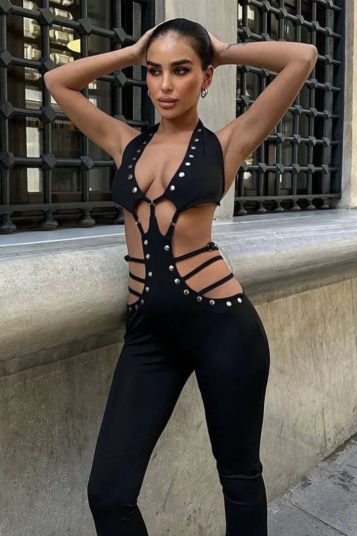 Amanda Halter Cut-out Jumpsuit