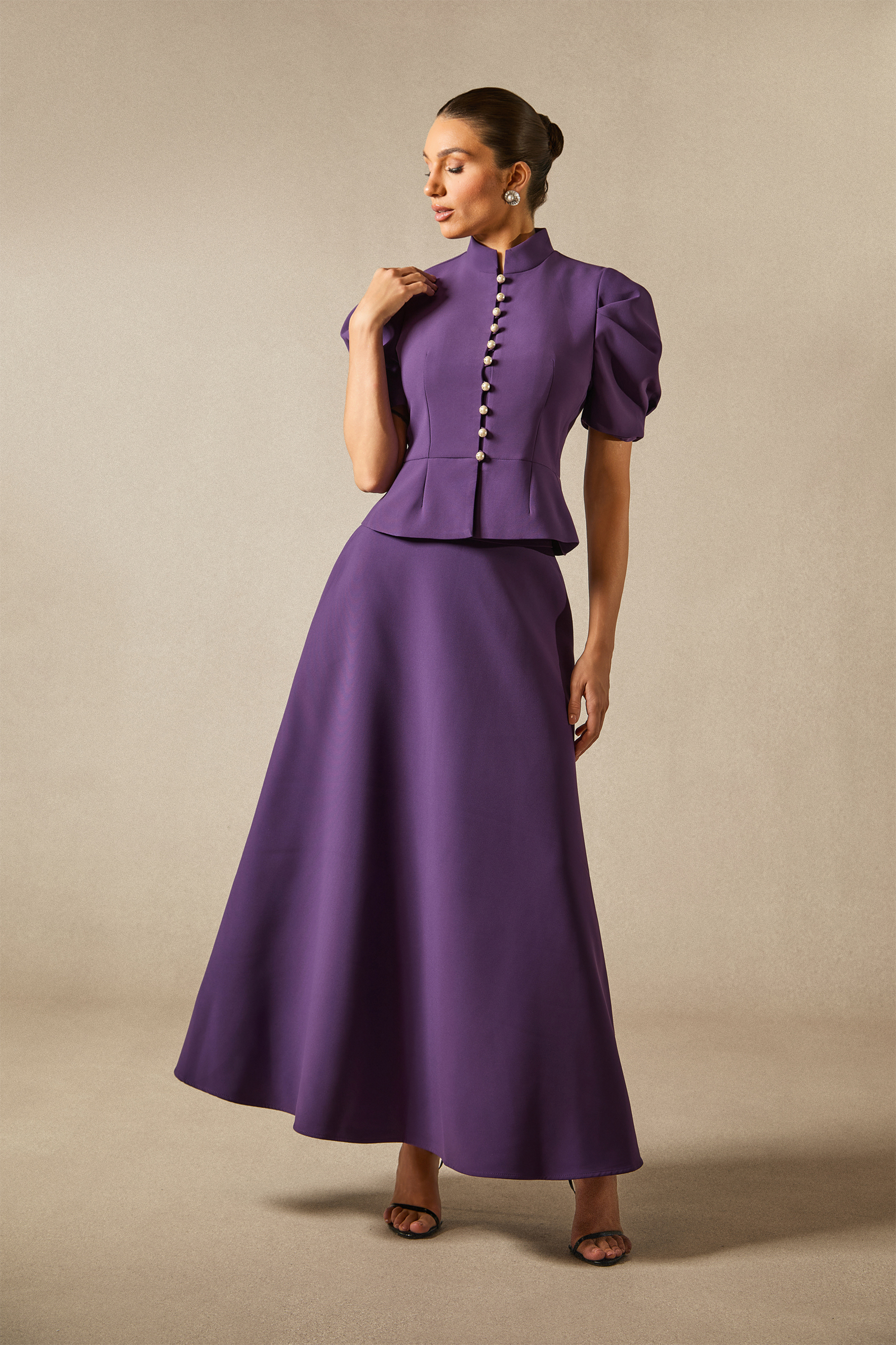 Rosie Mock Neck Puff Sleeve Top & Maxi Skirt Set