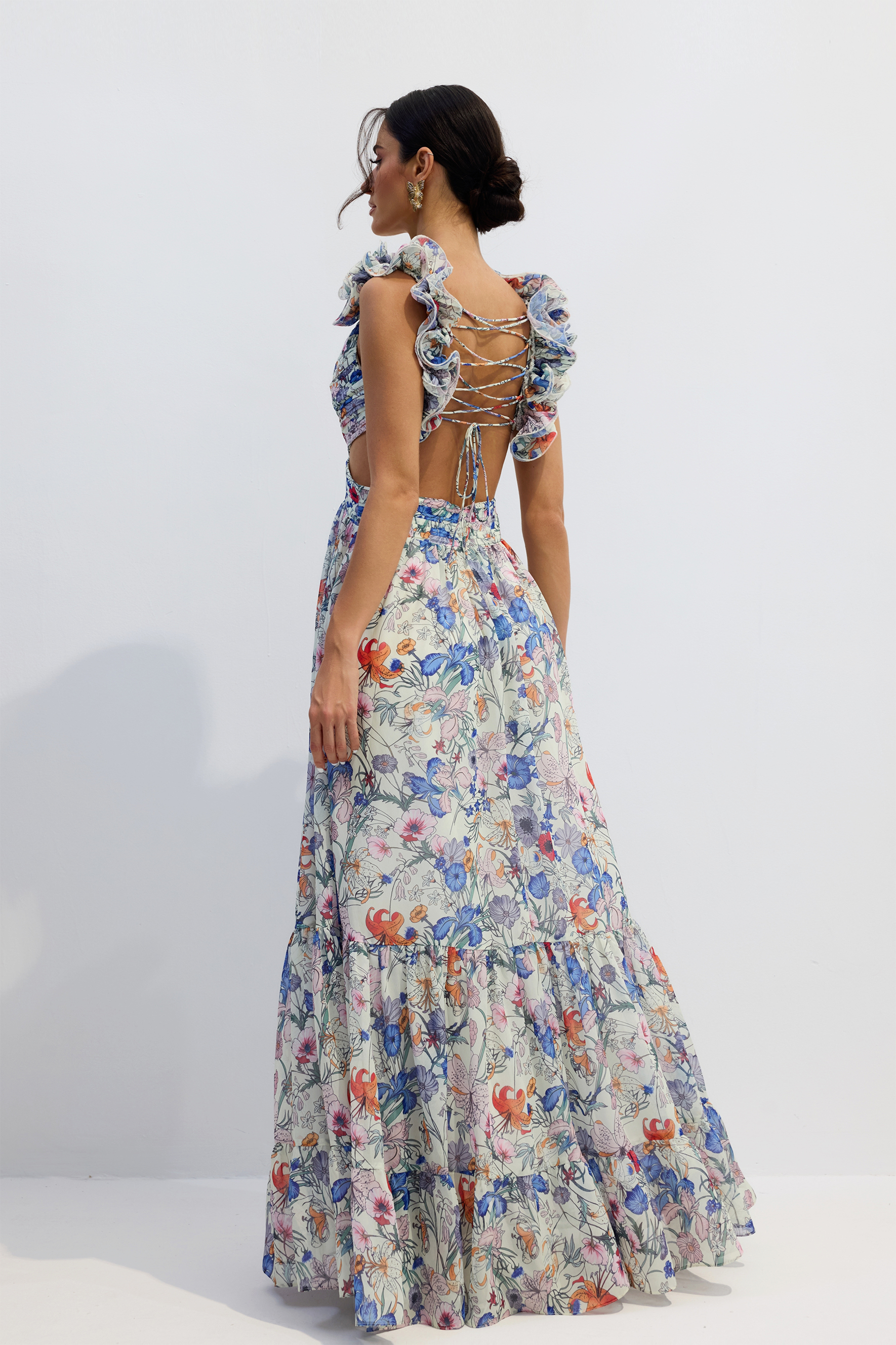 Marissa Cut-out Ruffle Maxi Dress