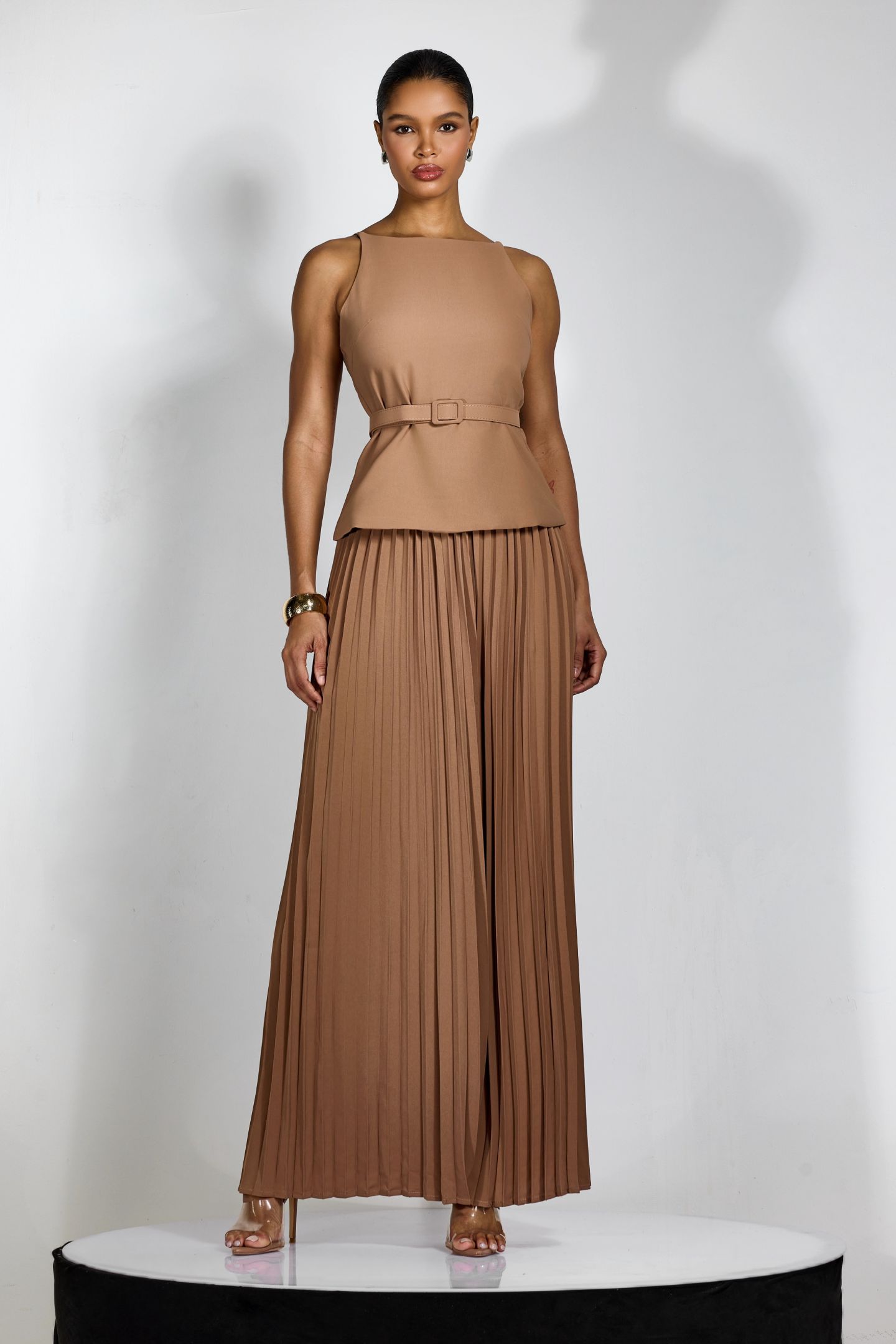 Paula Sleeveless Top & Pleated Wide Leg Pants Set