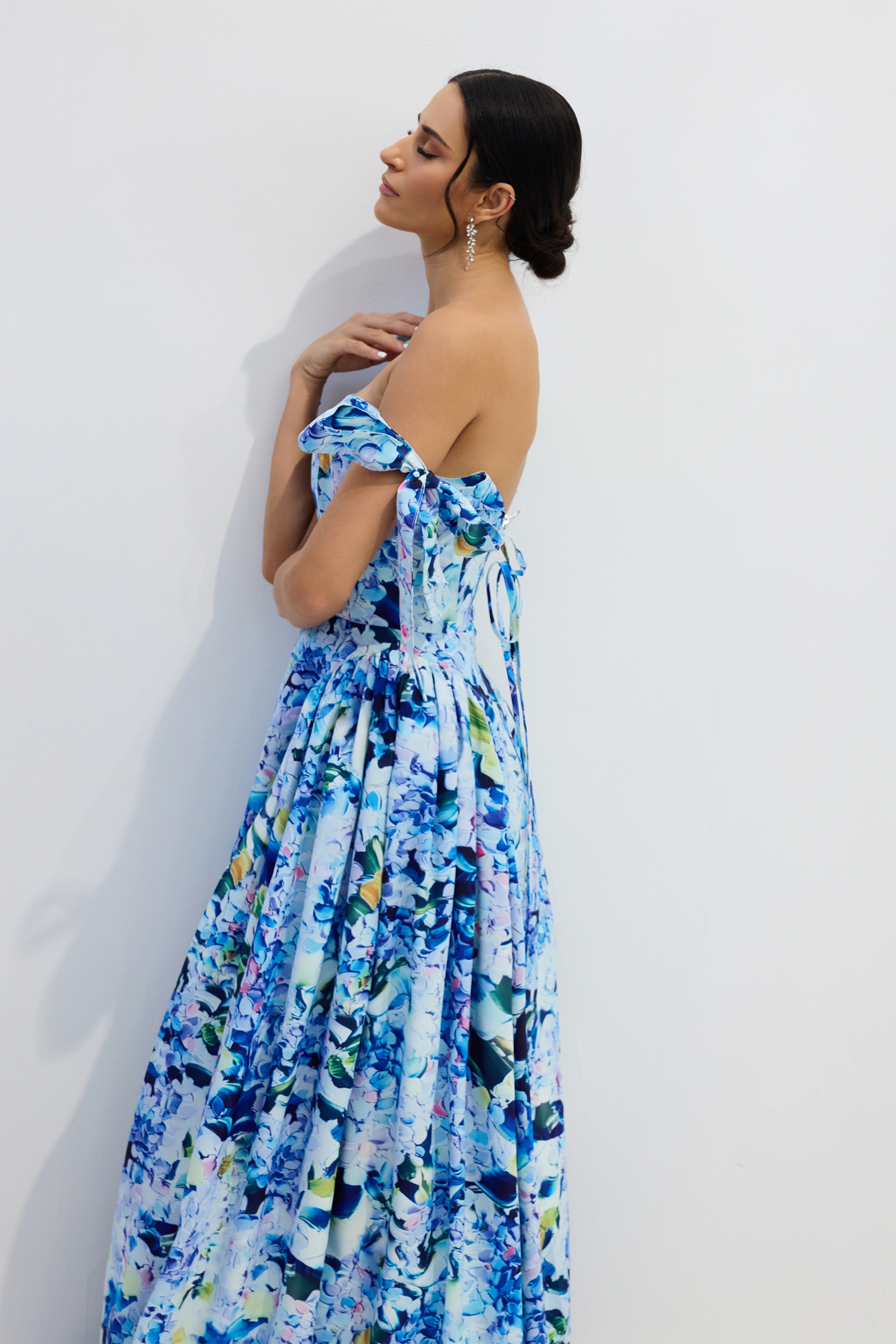 Kacey Hydrangea Printed Strap Maxi Dress