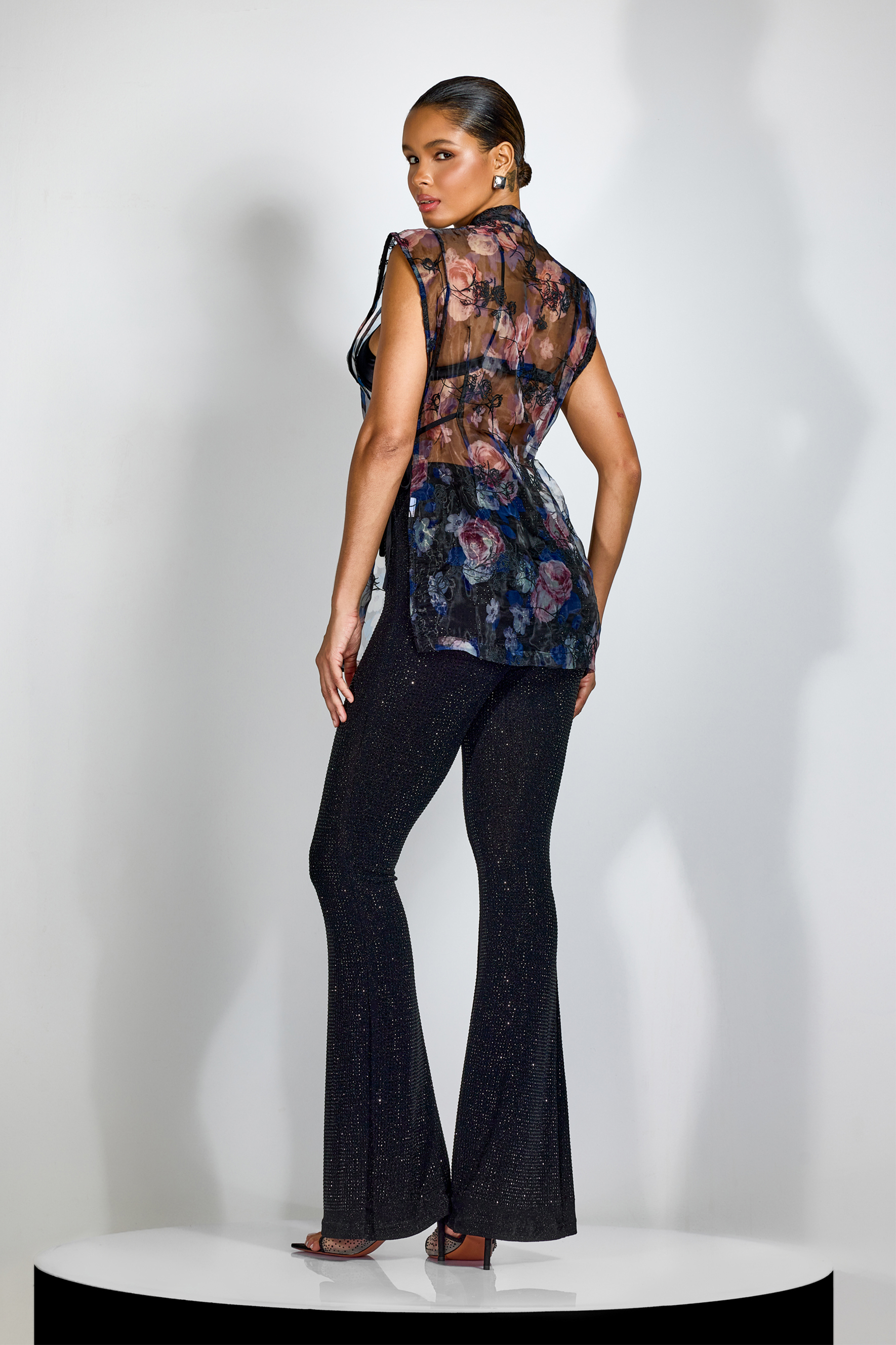 Judith Floral Embroidered See-Through Top