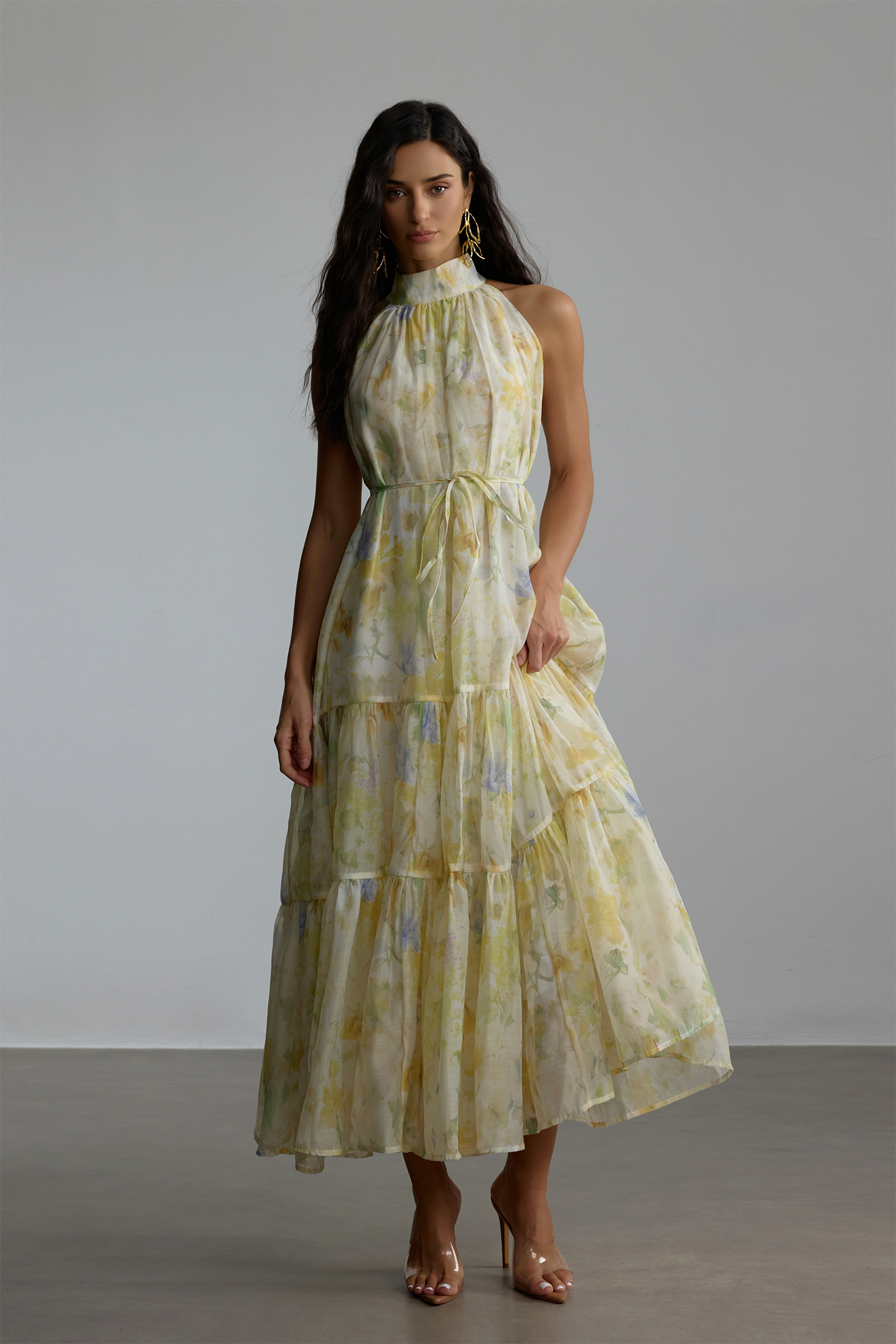 Fiona Floral Print Sleeveless Maxi Dress