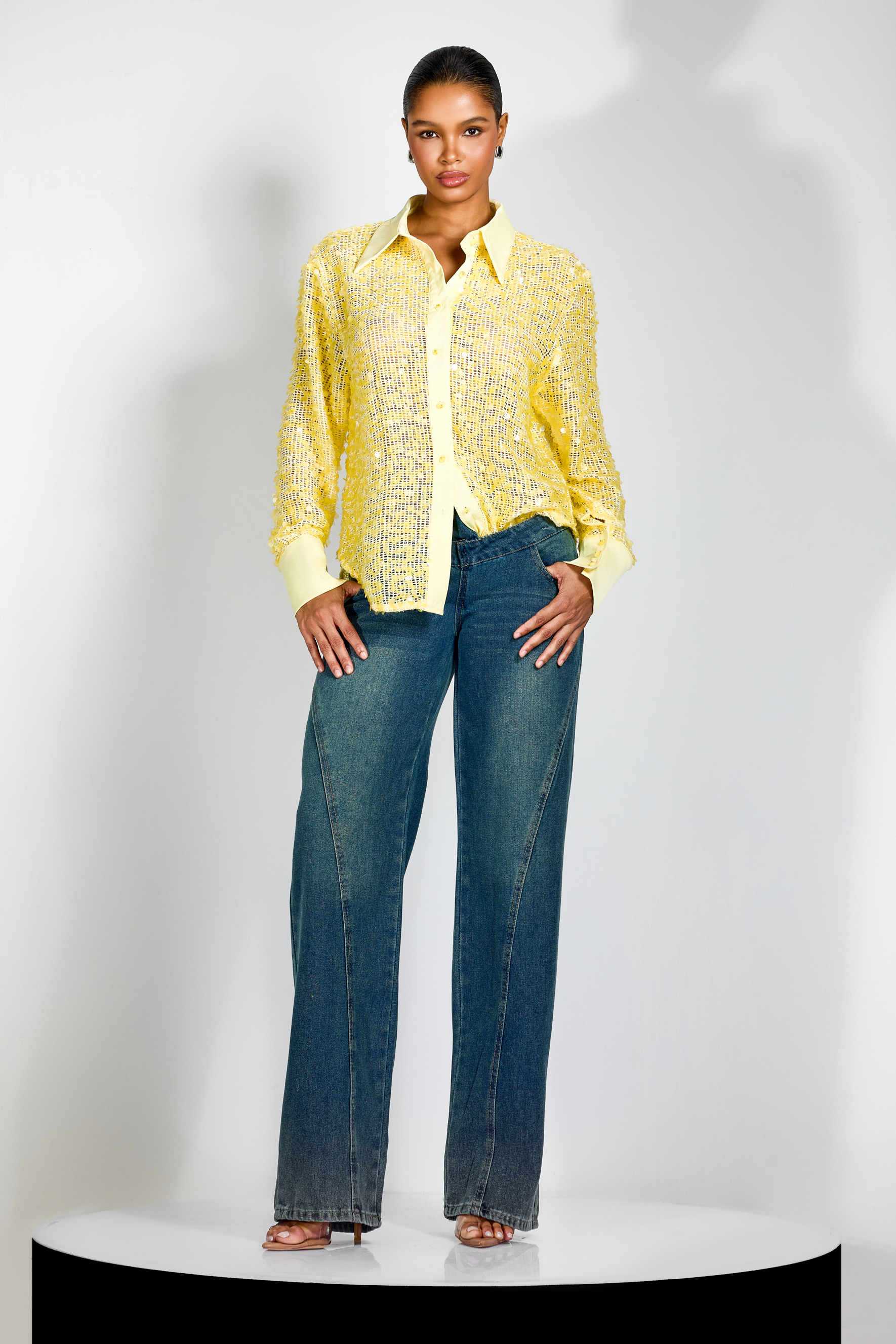 Ellen Sequin Embellished Semi-sheer Shirt