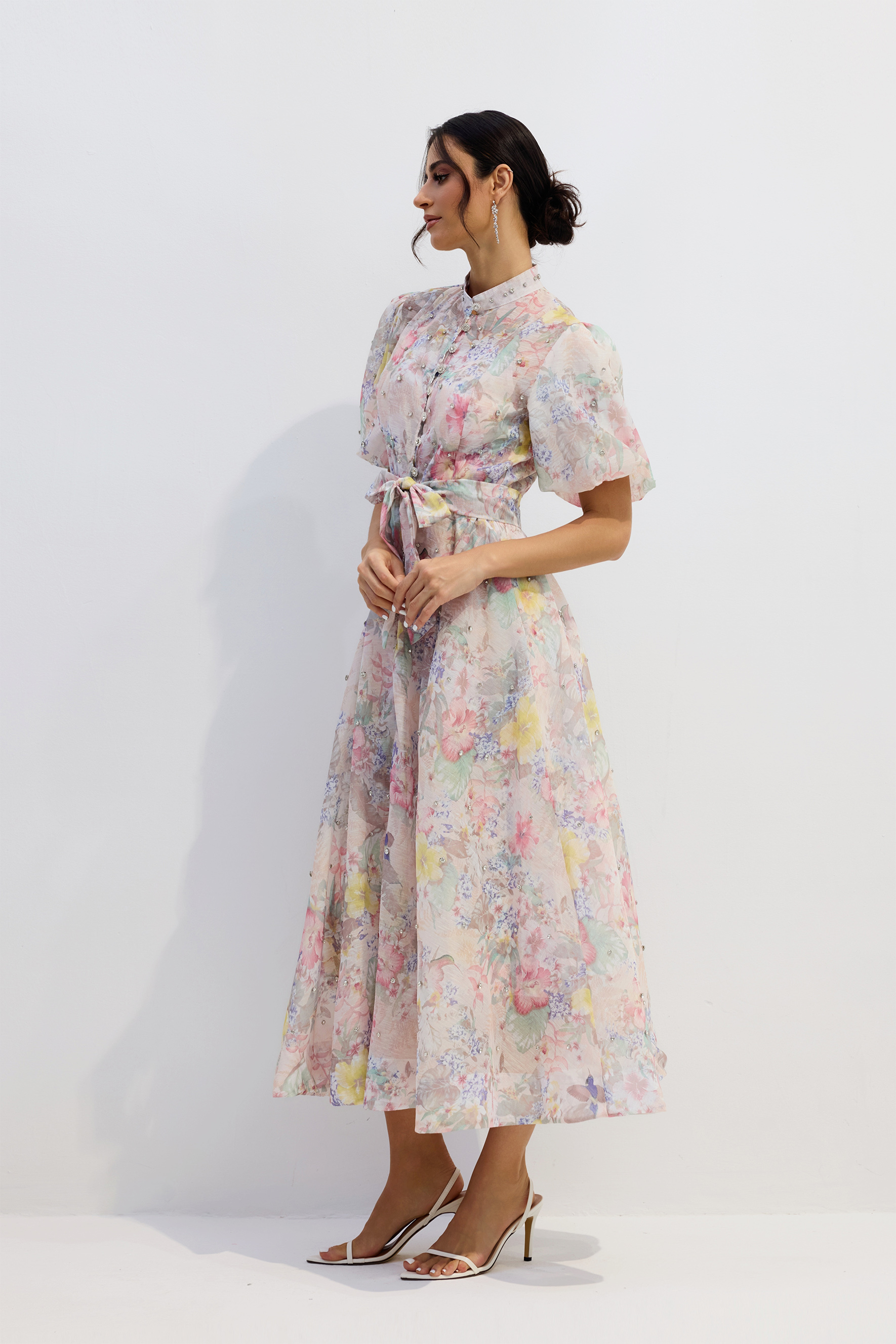 Anne Floral Print Puff Sleeve Maxi Dress