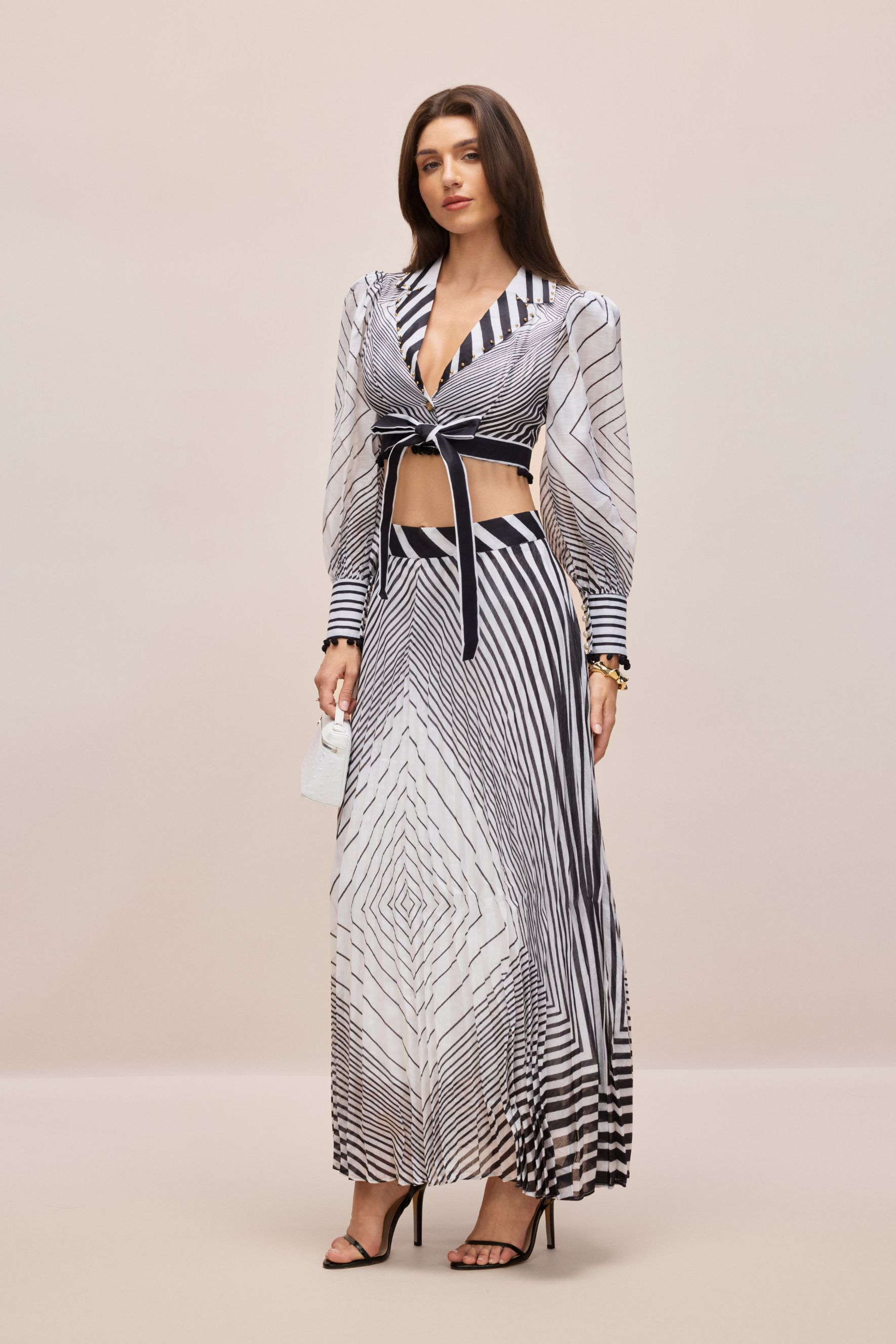Tina Geometric Print V-neck Crop Top & Maxi Skirt Set