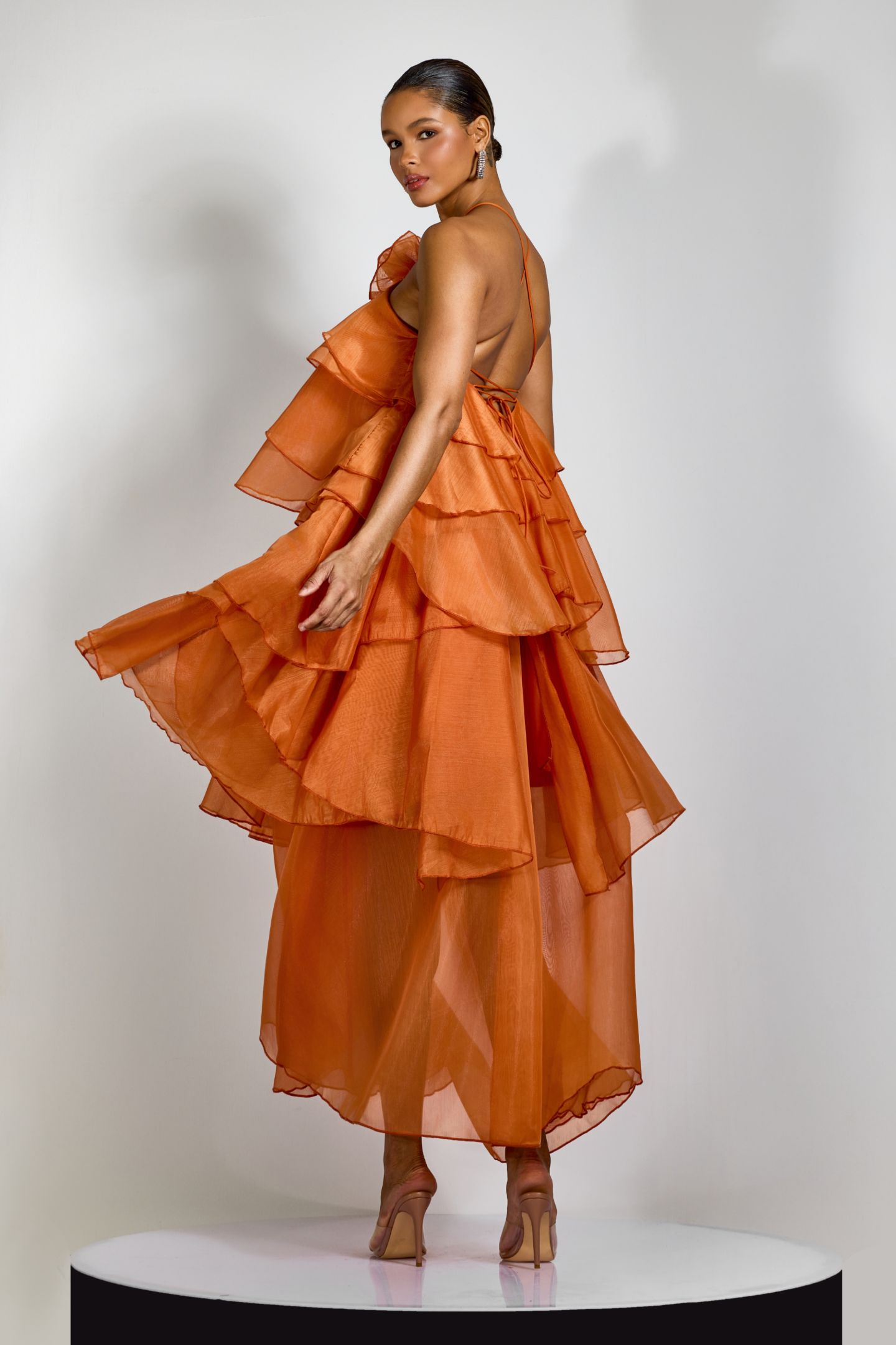 Sibley Halterneck Tiered Ruffle Maxi Dress