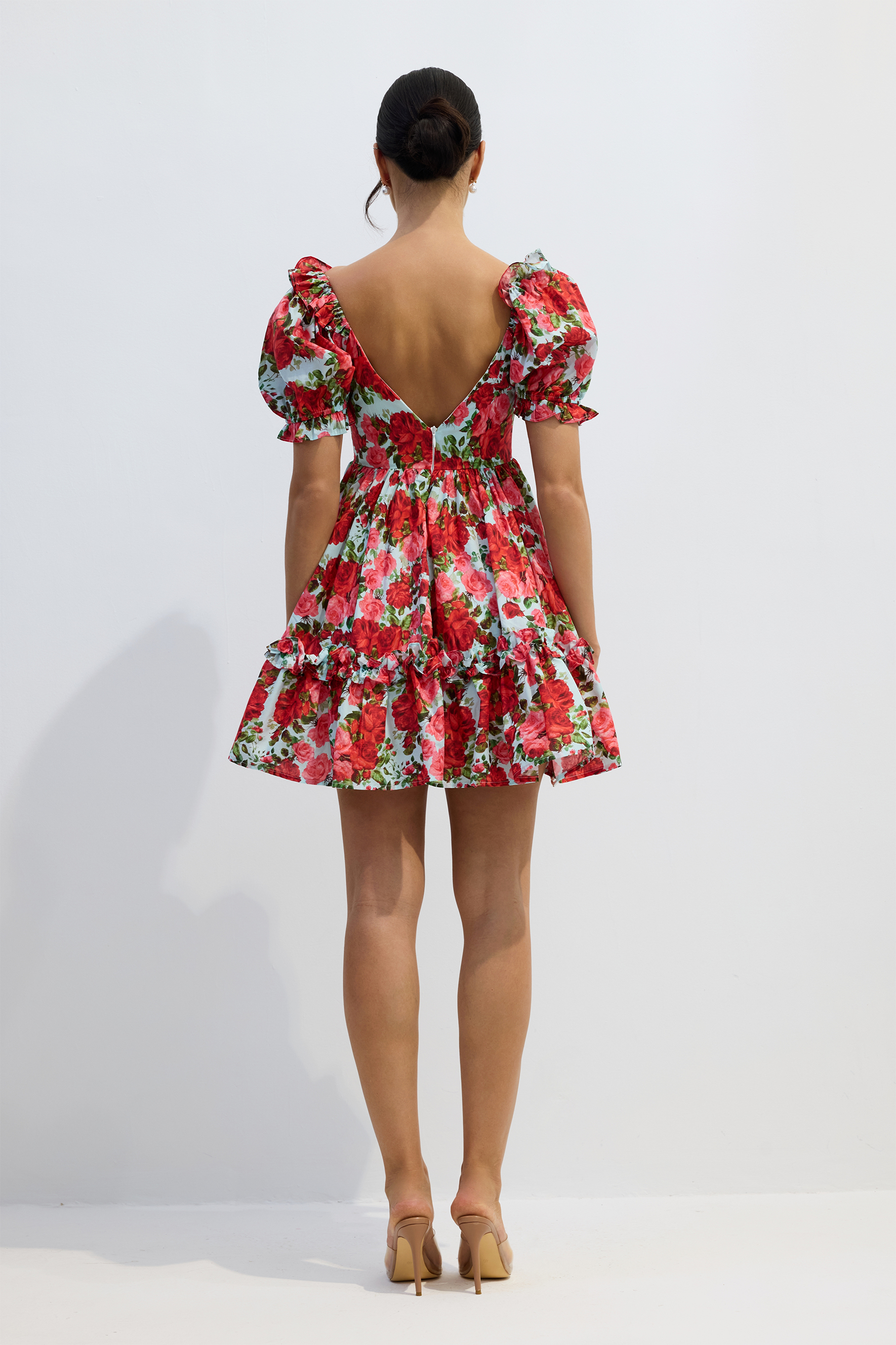 Doris Floral Print V-neck Mini Dress