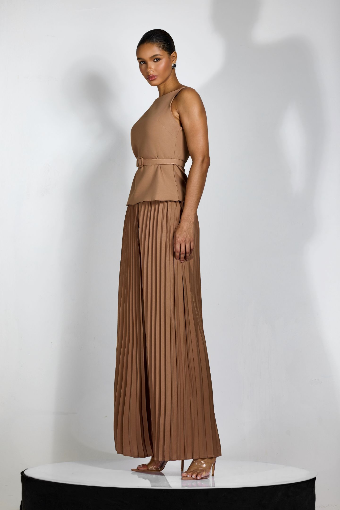 Paula Sleeveless Top & Pleated Wide Leg Pants Set
