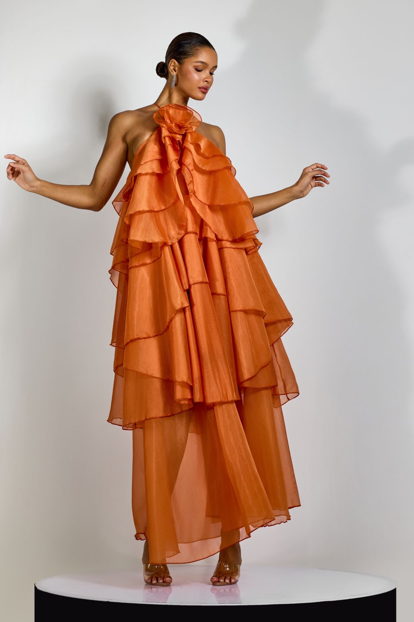 Sibley Halterneck Tiered Ruffle Maxi Dress