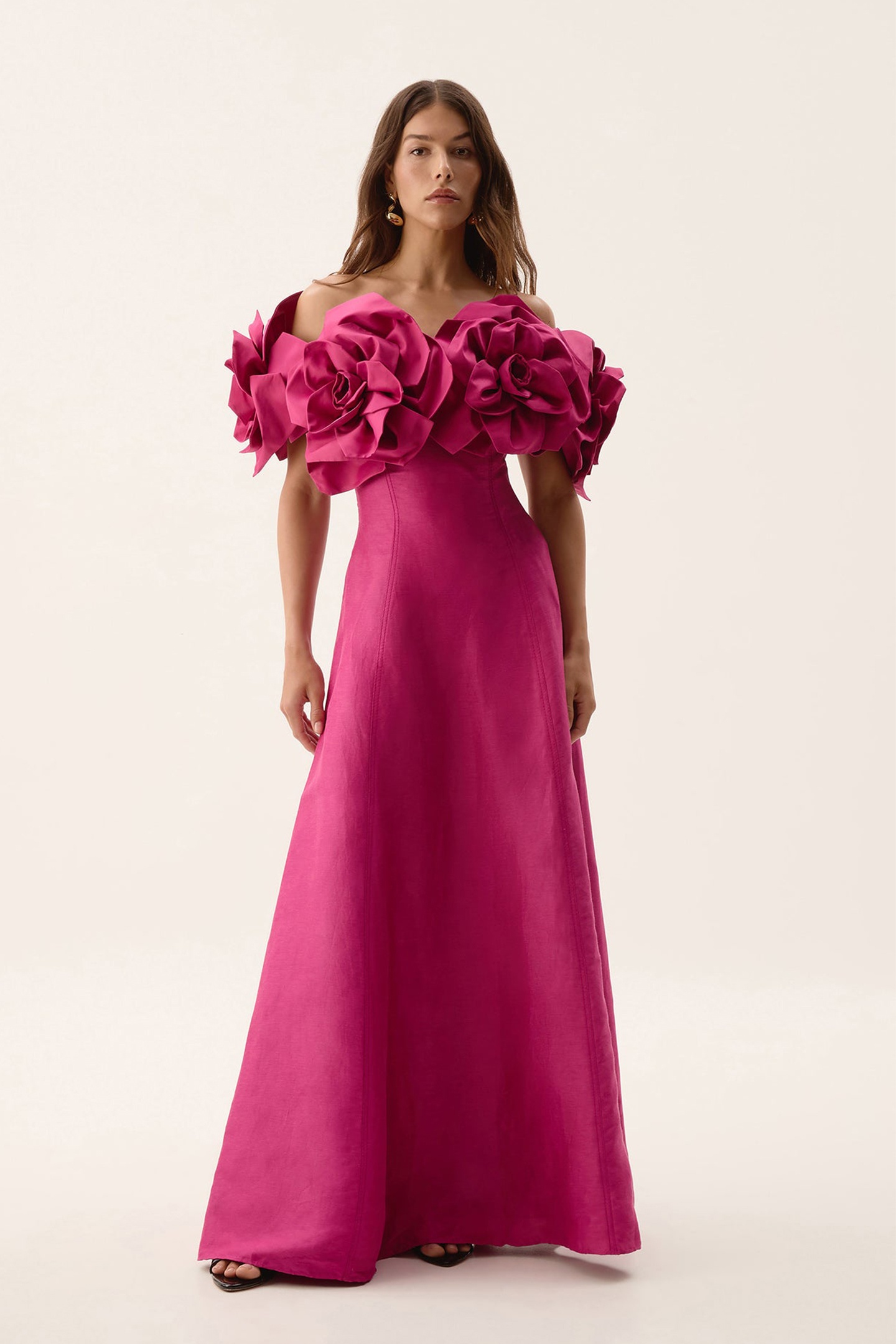 Quintina Off-Shoulder Rose Embellished Maxi Dress