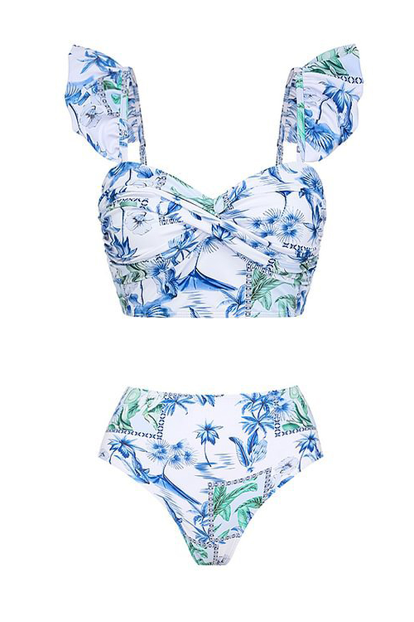 Belinda Floral Printed Ruffle Three-piece Swim Set