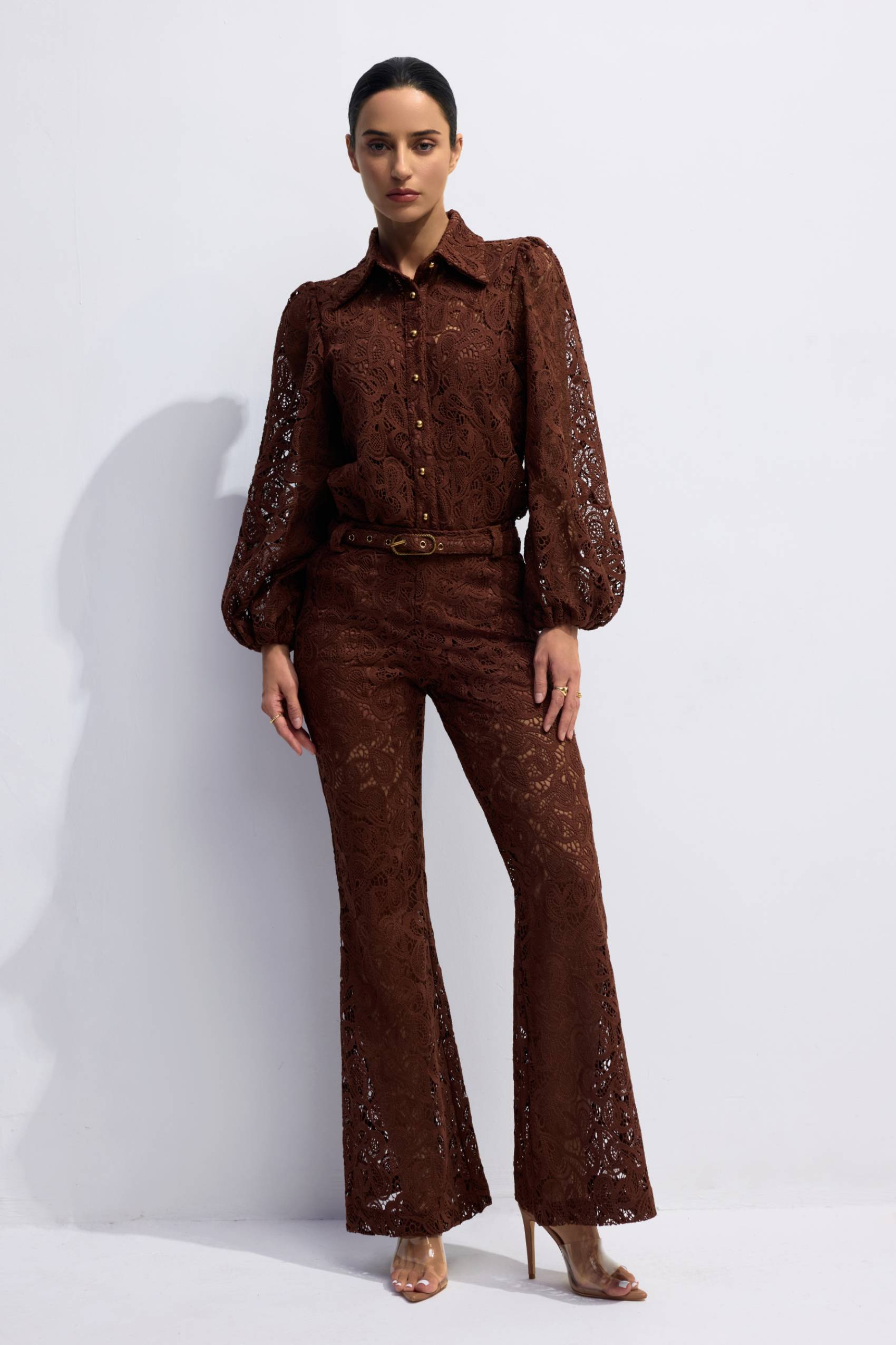 Penelope Lace Blouse & Flare Pants Set