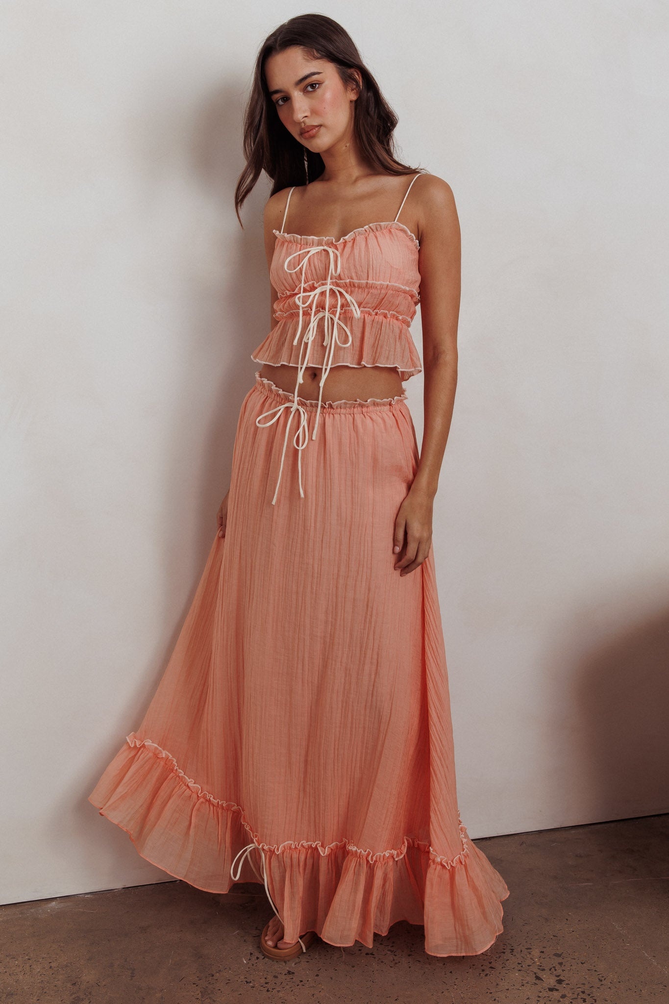 Cynthia Bow Detail Ruched Skirt Set