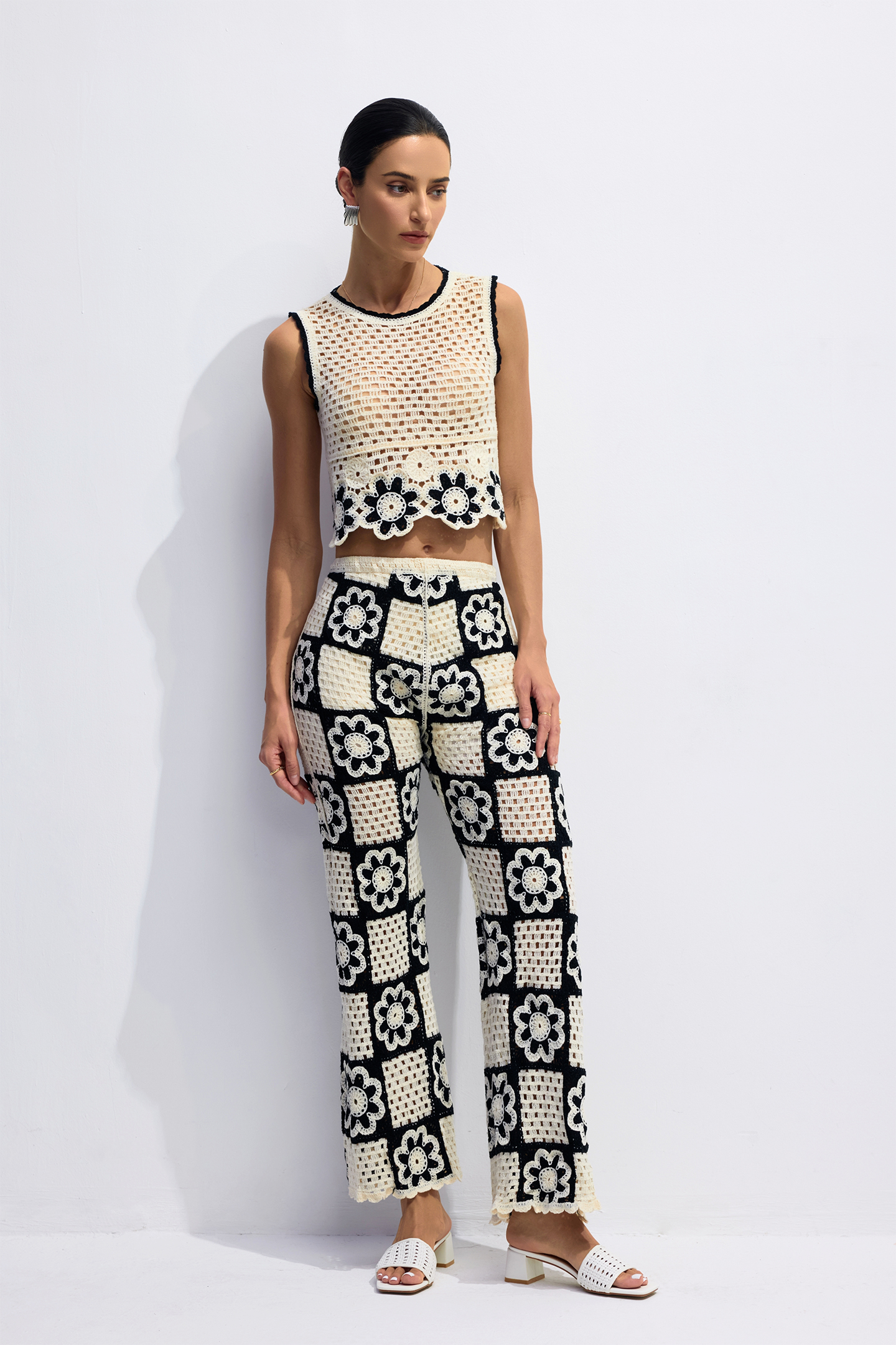Salome Flower Crochet Sleeveless Top & Pants Set