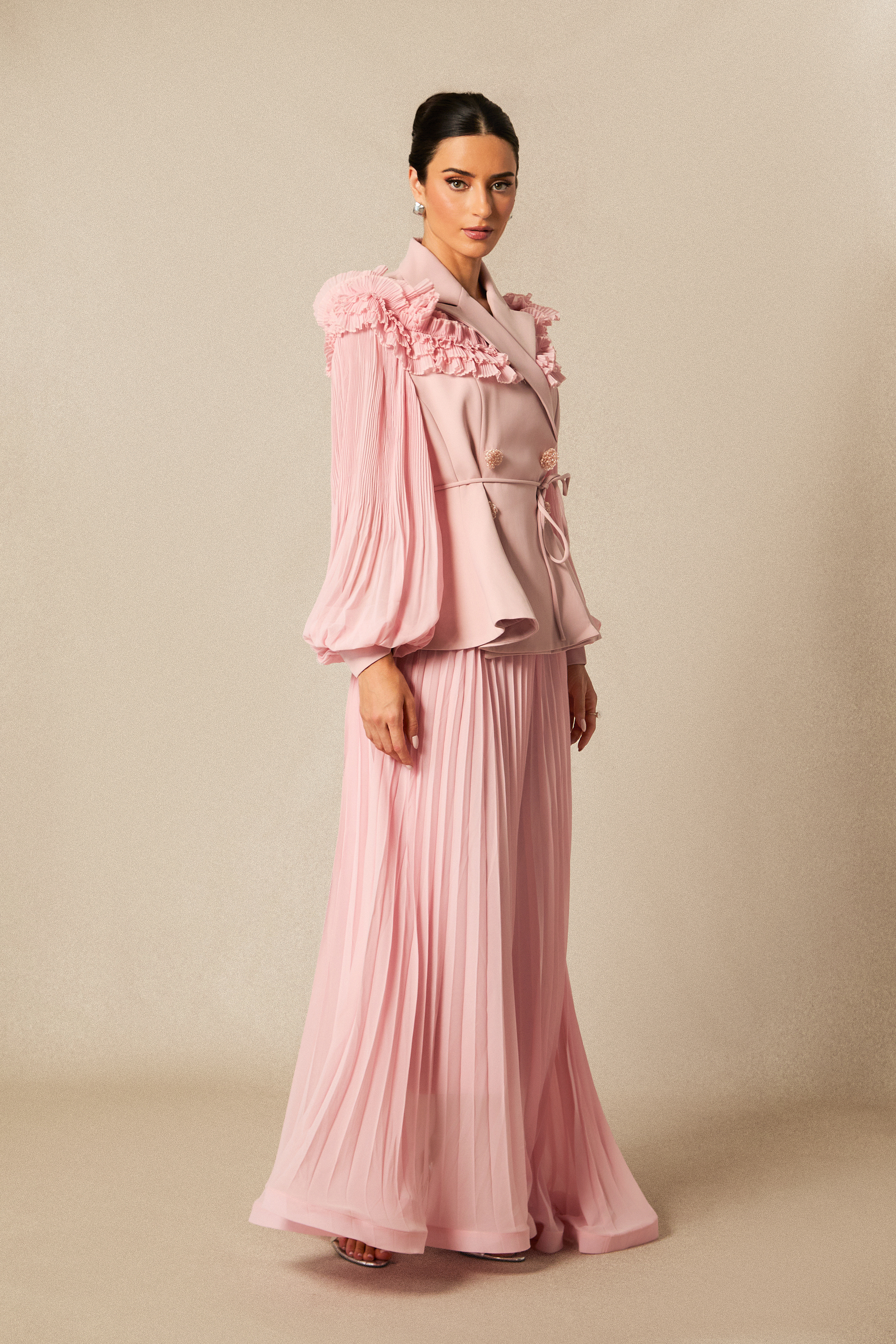 Julia Double Breasted Top & Pleated Skirt Set