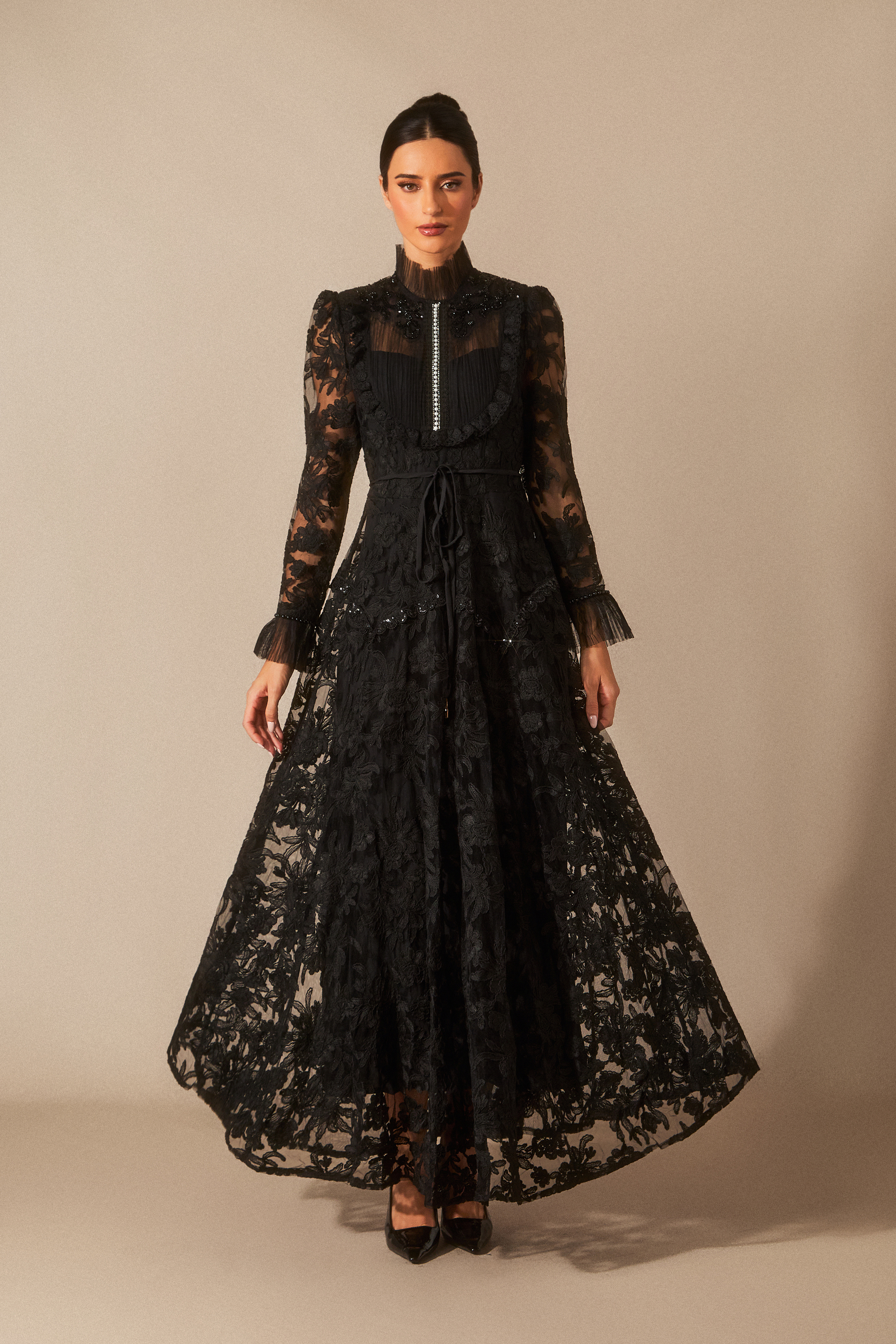 Alice Floral Lace Mock Neck Maxi Dress