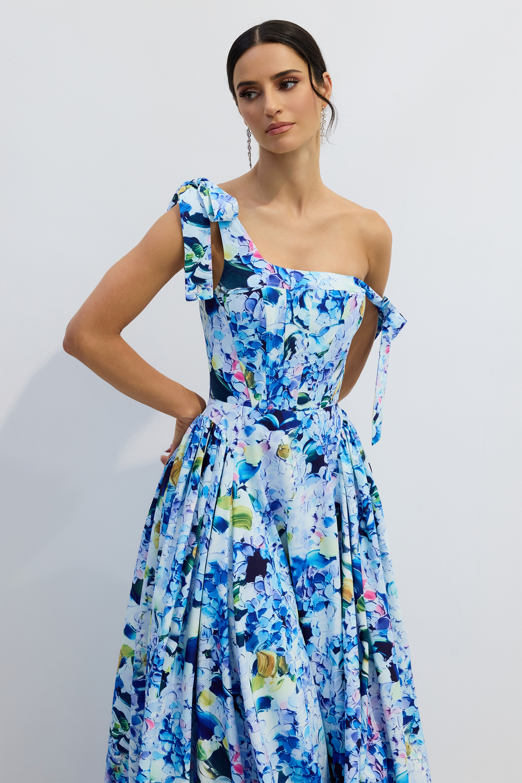 Kacey Hydrangea Printed Strap Maxi Dress